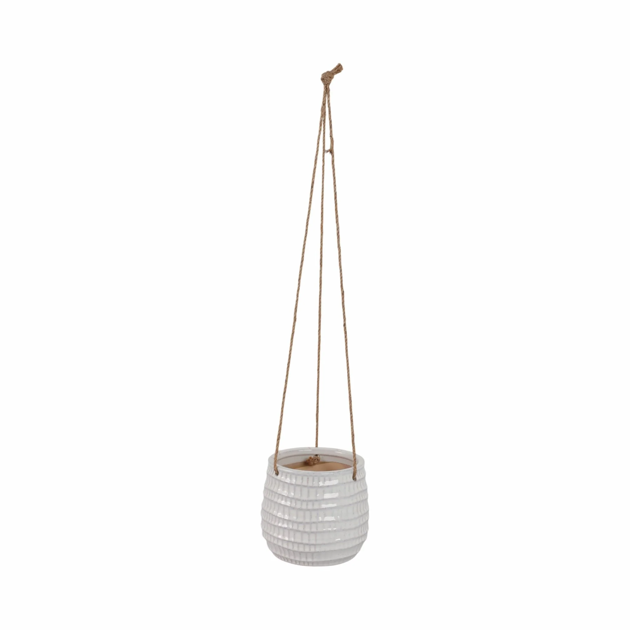 Ceramic 6" Dimpled Hanging Planter, Beige - Image 5