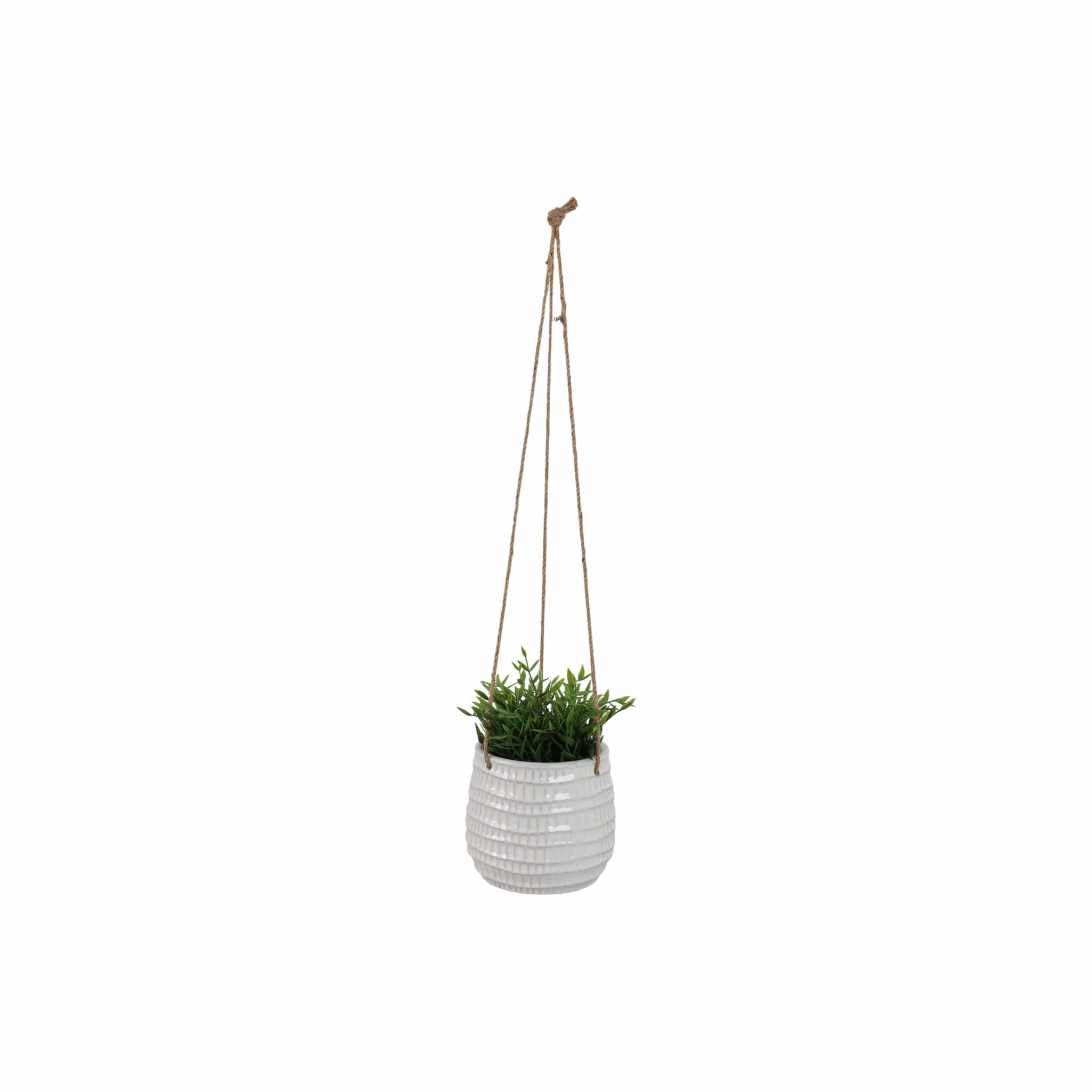 Ceramic 6" Dimpled Hanging Planter, Beige - Image 6