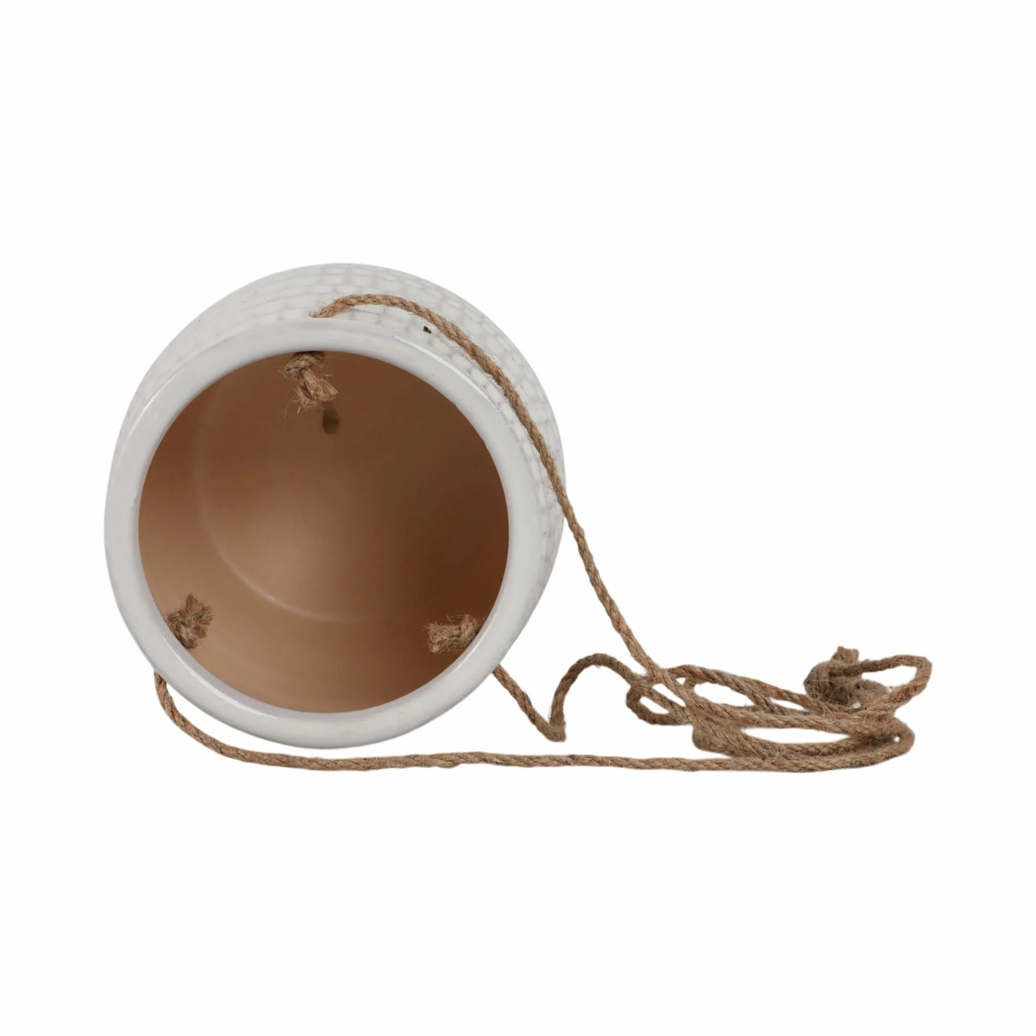 Ceramic 6" Dimpled Hanging Planter, Beige - Image 7