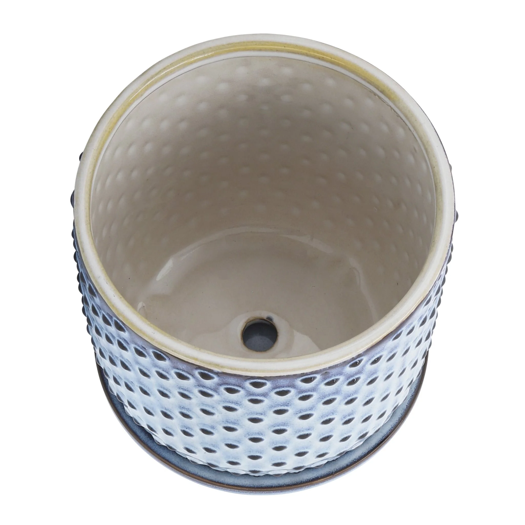 Ceramic 6" Dotted Planter W/ Saucer, Blue - Image 2