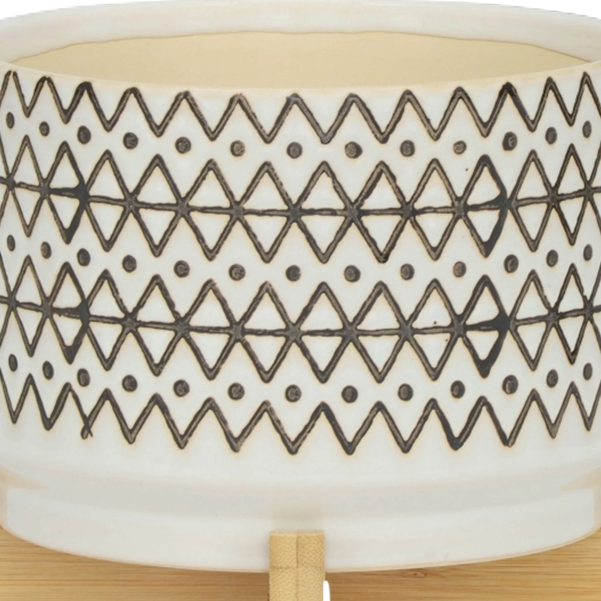 Ceramic 7" Abstract Planter On Stand, Ivory - Image 7