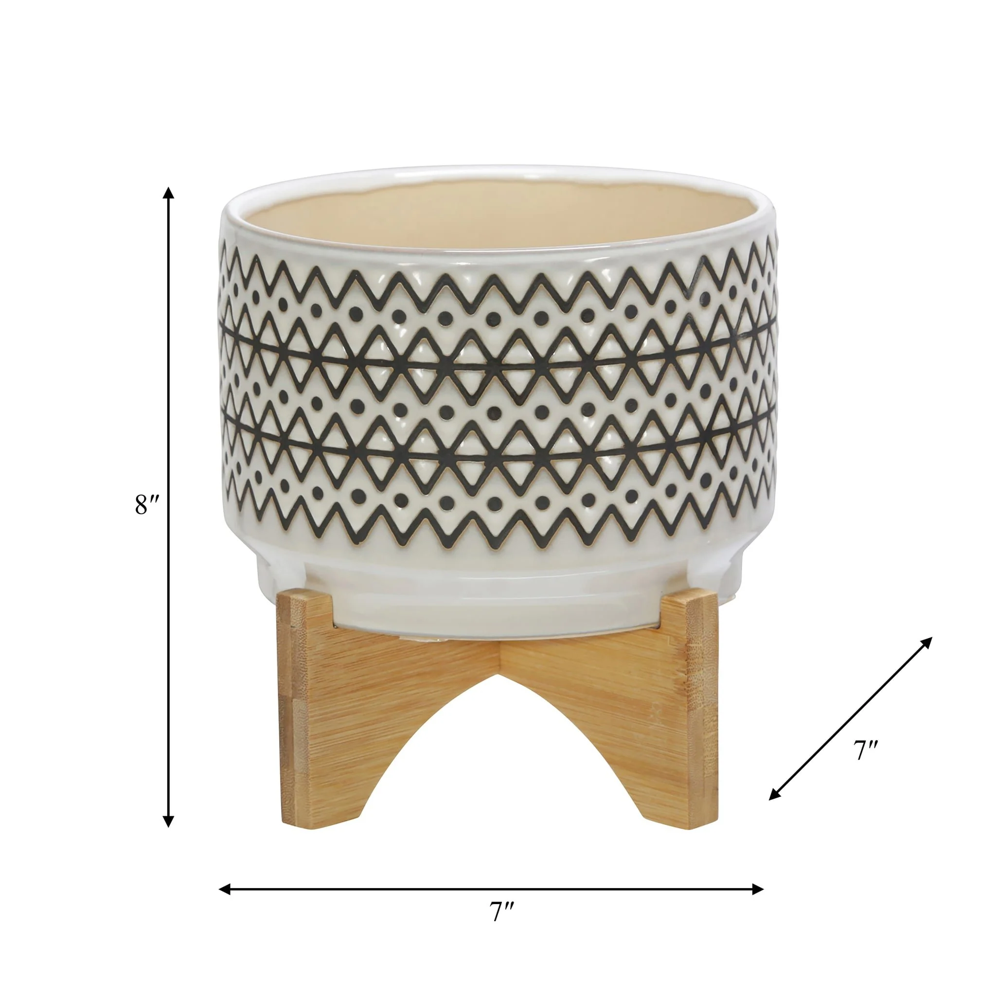 Ceramic 7" Abstract Planter On Stand, Ivory - Image 8