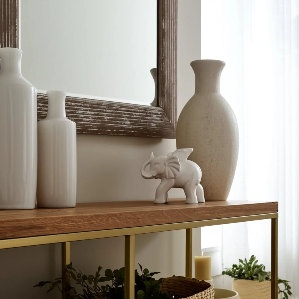 Ceramic 7" Elephant Angel Figurine, White - Image 11
