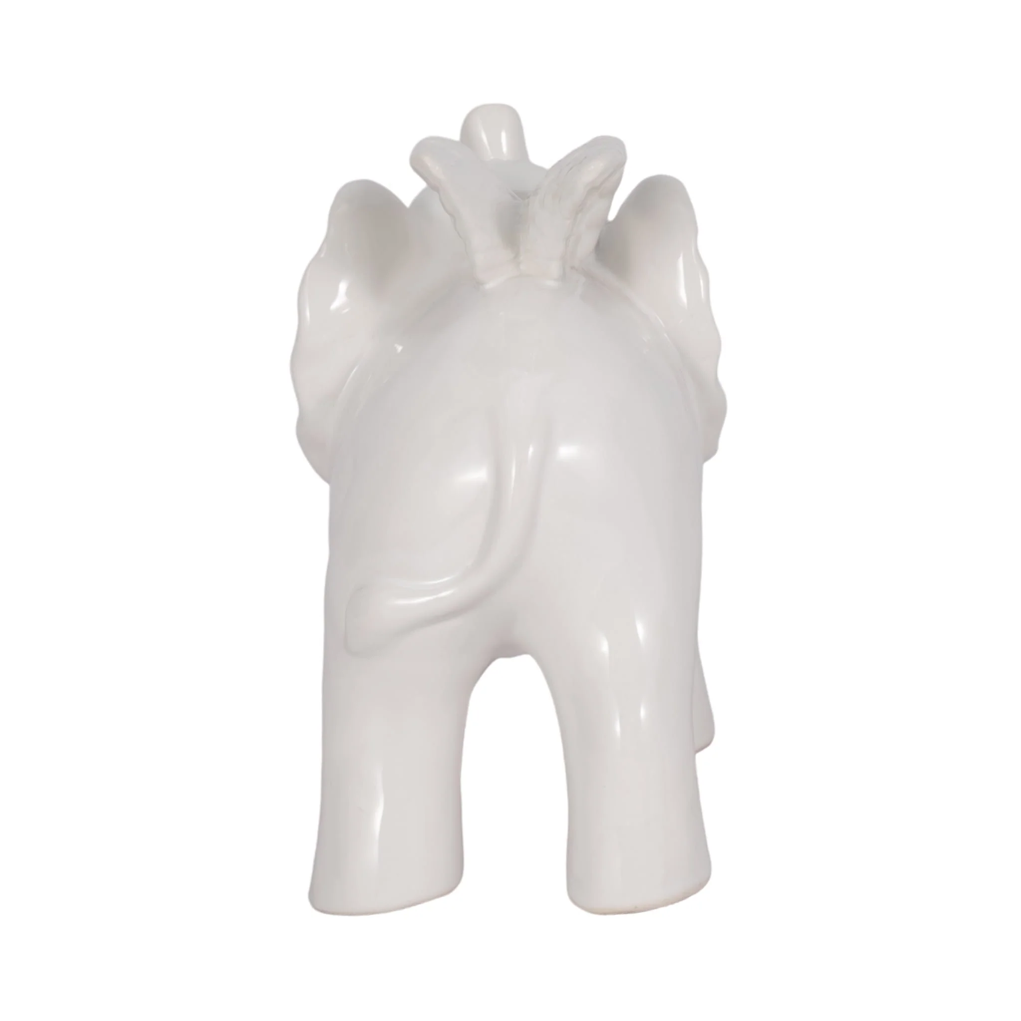 Ceramic 7" Elephant Angel Figurine, White - Image 4