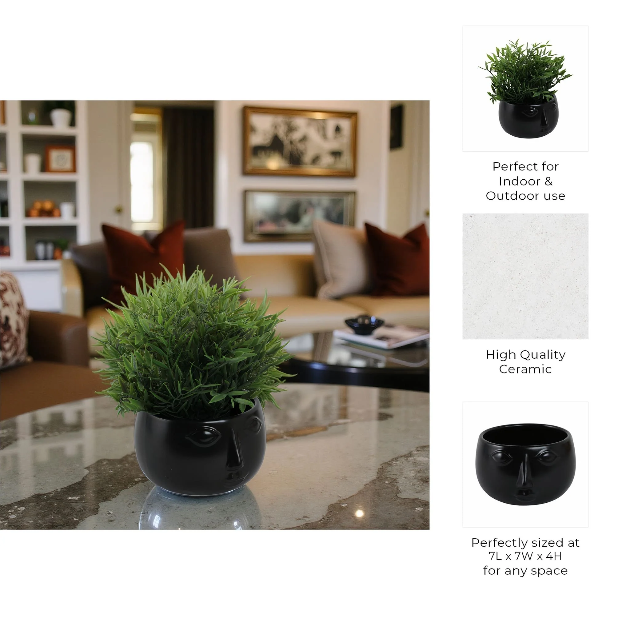 Ceramic 7" Face Planter, Matte Black - Image 10