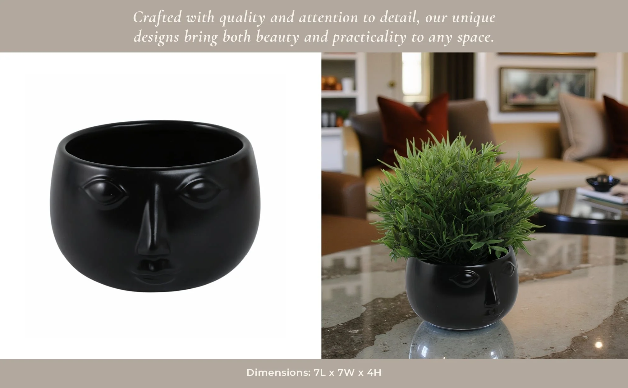 Ceramic 7" Face Planter, Matte Black - Image 12