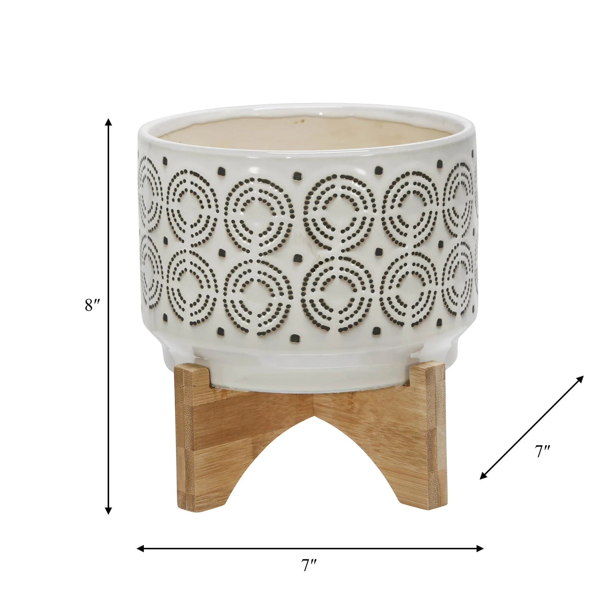 Ceramic 7" Swirl Planter On Stand, Ivory - Image 8