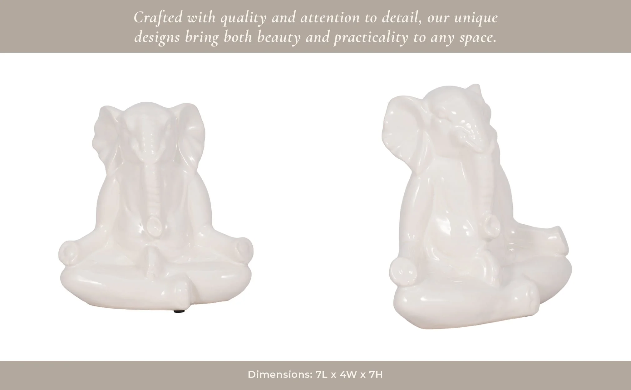 Ceramic 7" Yoga Elephant, White - Image 13