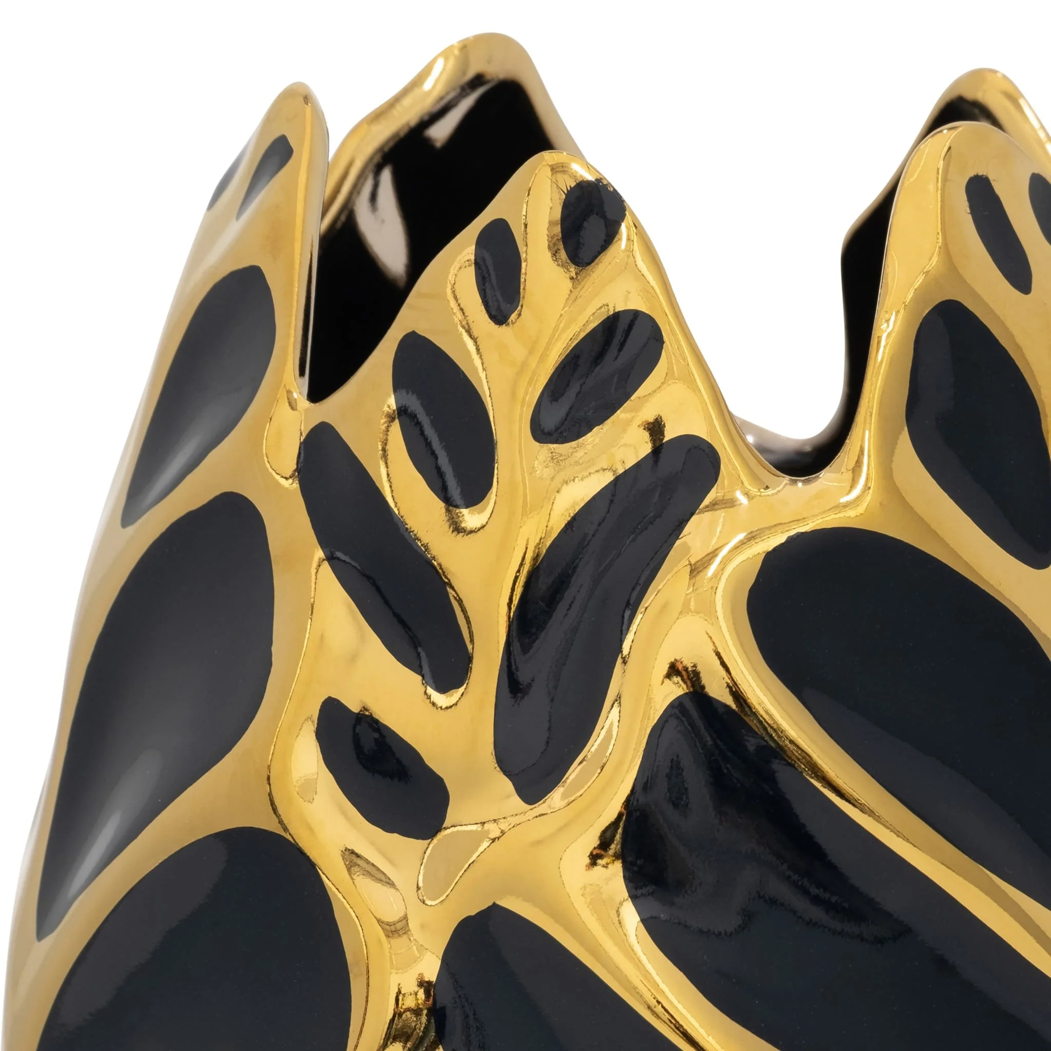 Ceramic 8" Leaf Vase, Drk Navy/gold - Image 4