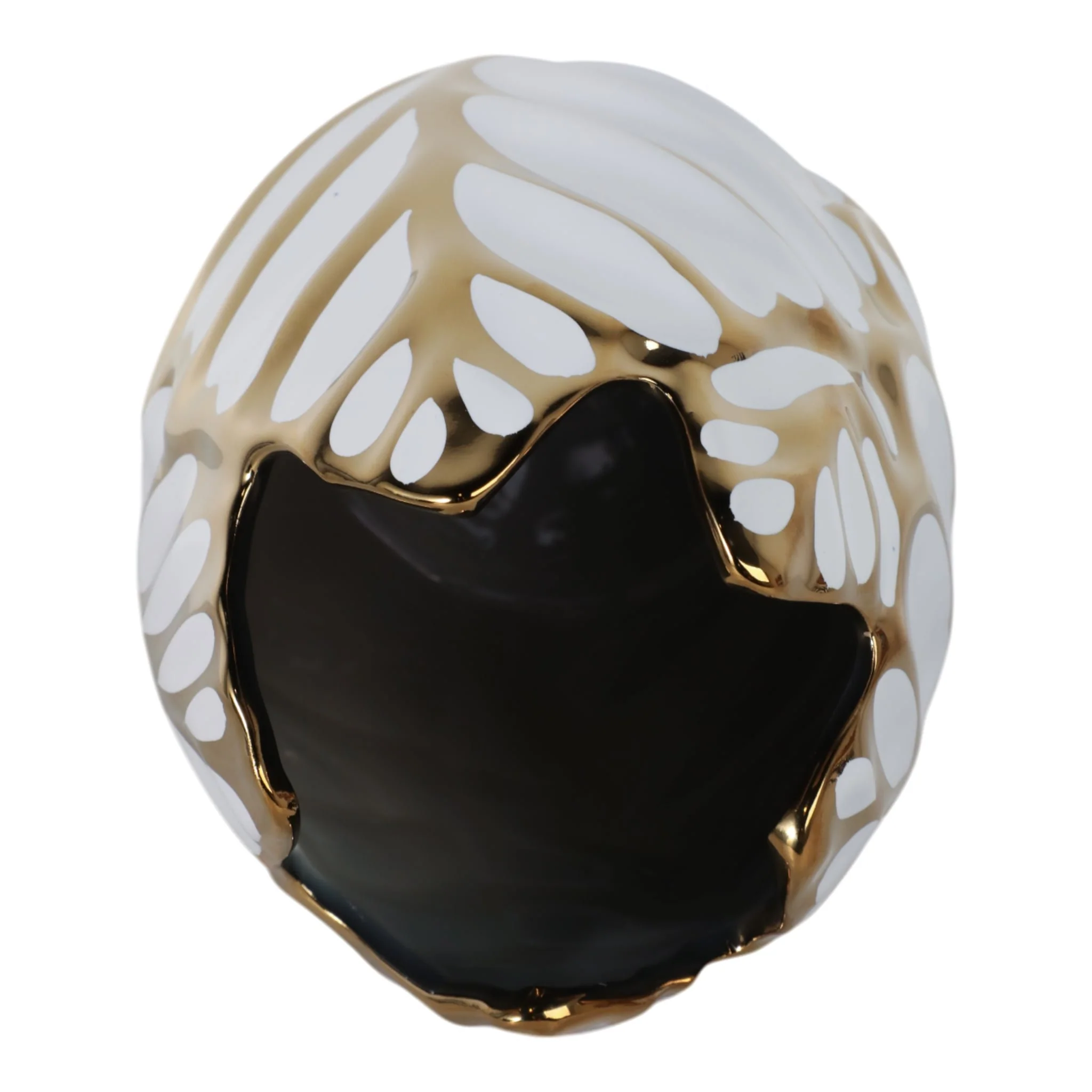 Ceramic 8" Leaf Vase, White/gold - Image 6