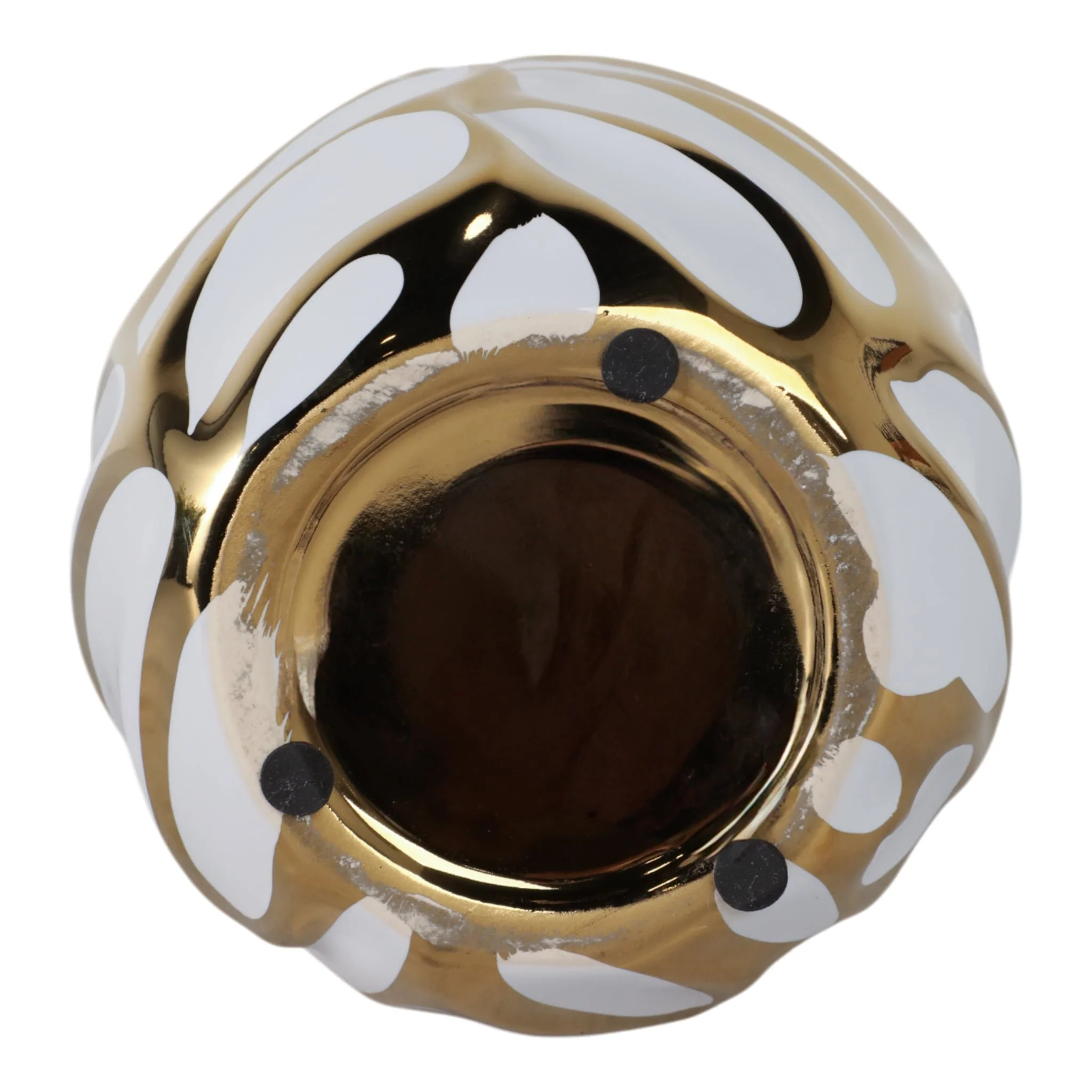 Ceramic 8" Leaf Vase, White/gold - Image 7