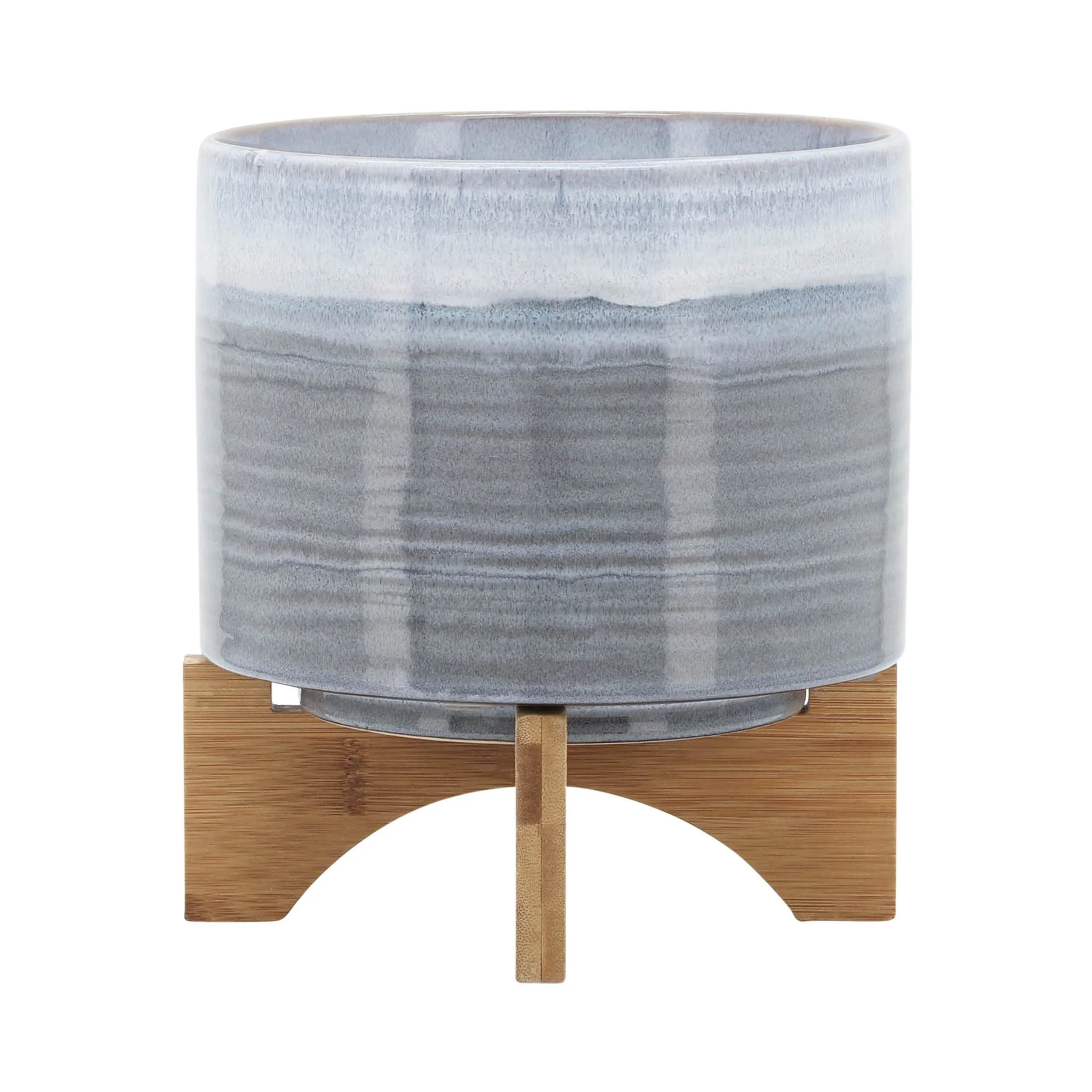 Ceramic 8" Planter On Stand, Blue Fade - Image 2