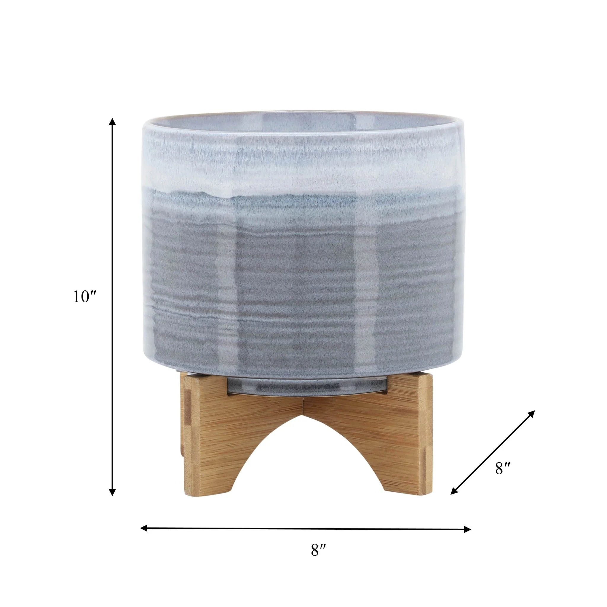 Ceramic 8" Planter On Stand, Blue Fade - Image 9