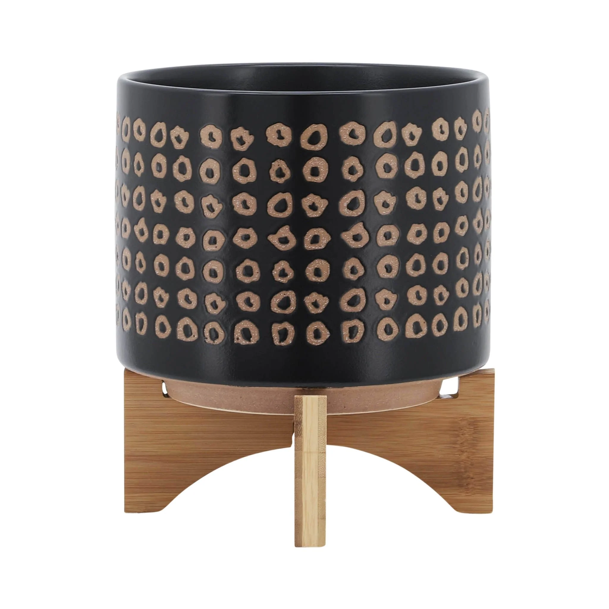 Ceramic 8" Planter On Stand, Brown - Image 2