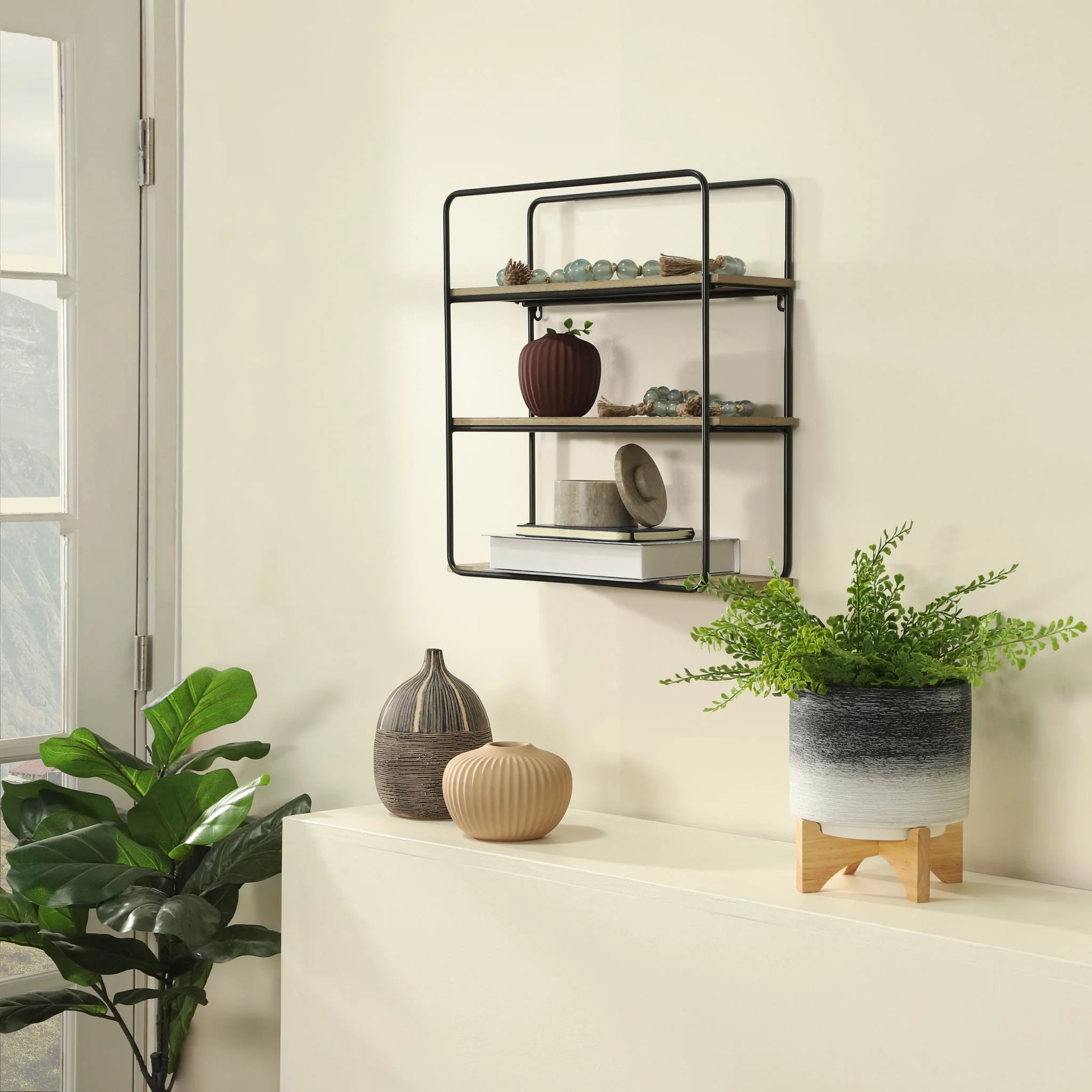 Ceramic 8" Planter On Wooden Stand, Gray - Image 11