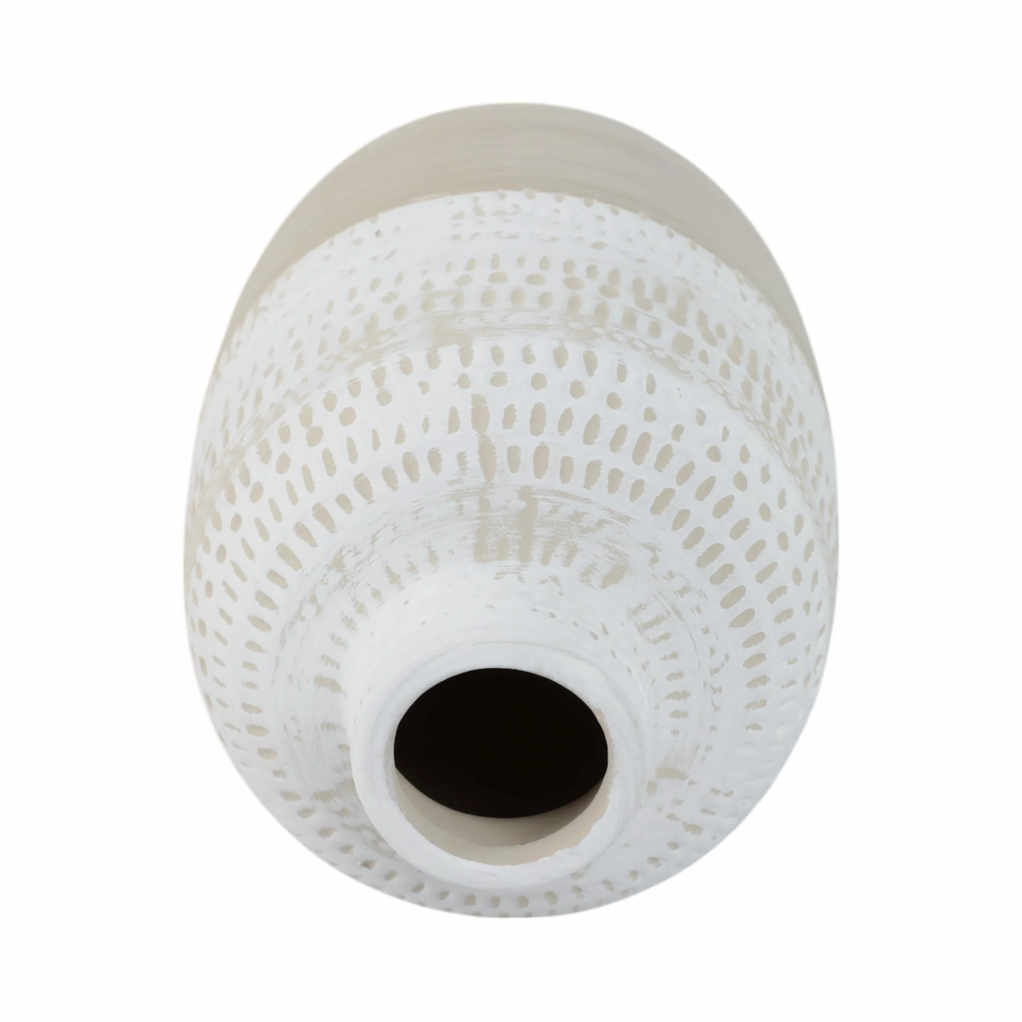 Ceramic 8" Tribal Vase, Beige - Image 6
