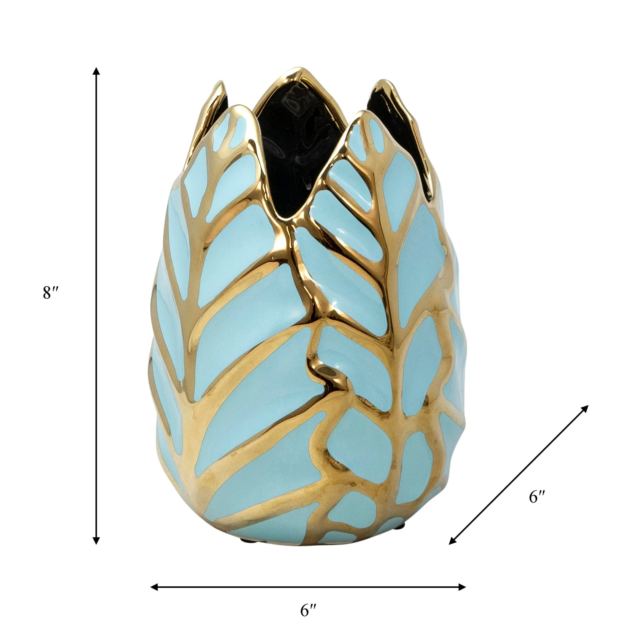 Ceramic 8"h Leaf Vase, Green - Image 8