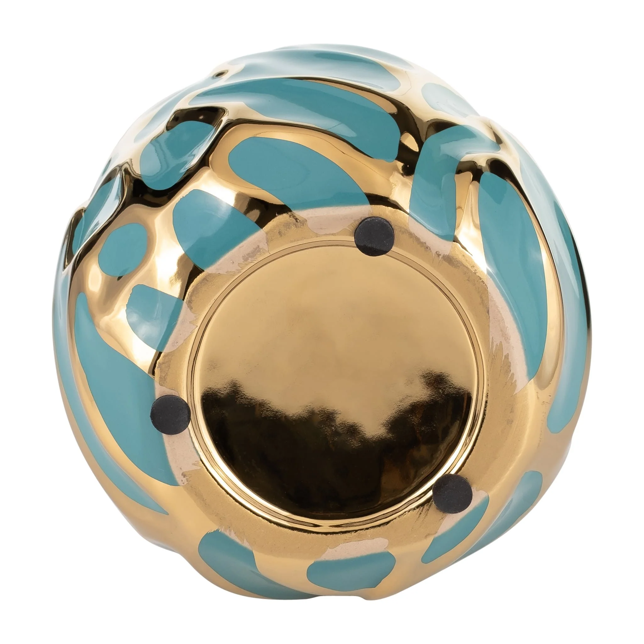 Ceramic 8"h Leaf Vase, Turquoise/gold - Image 6