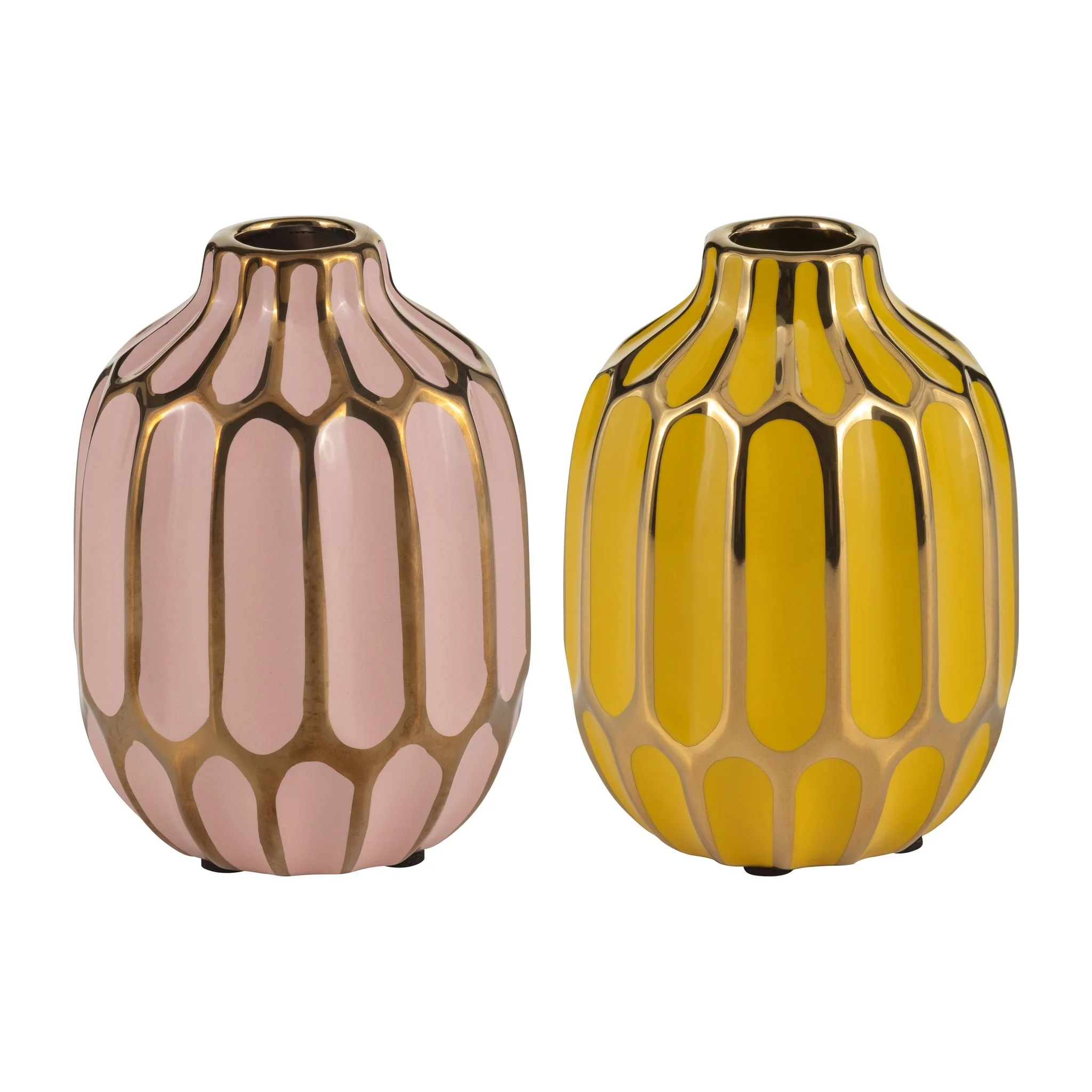 Ceramic Vase, 5"h, S/2, Blush/yellow - Image 3