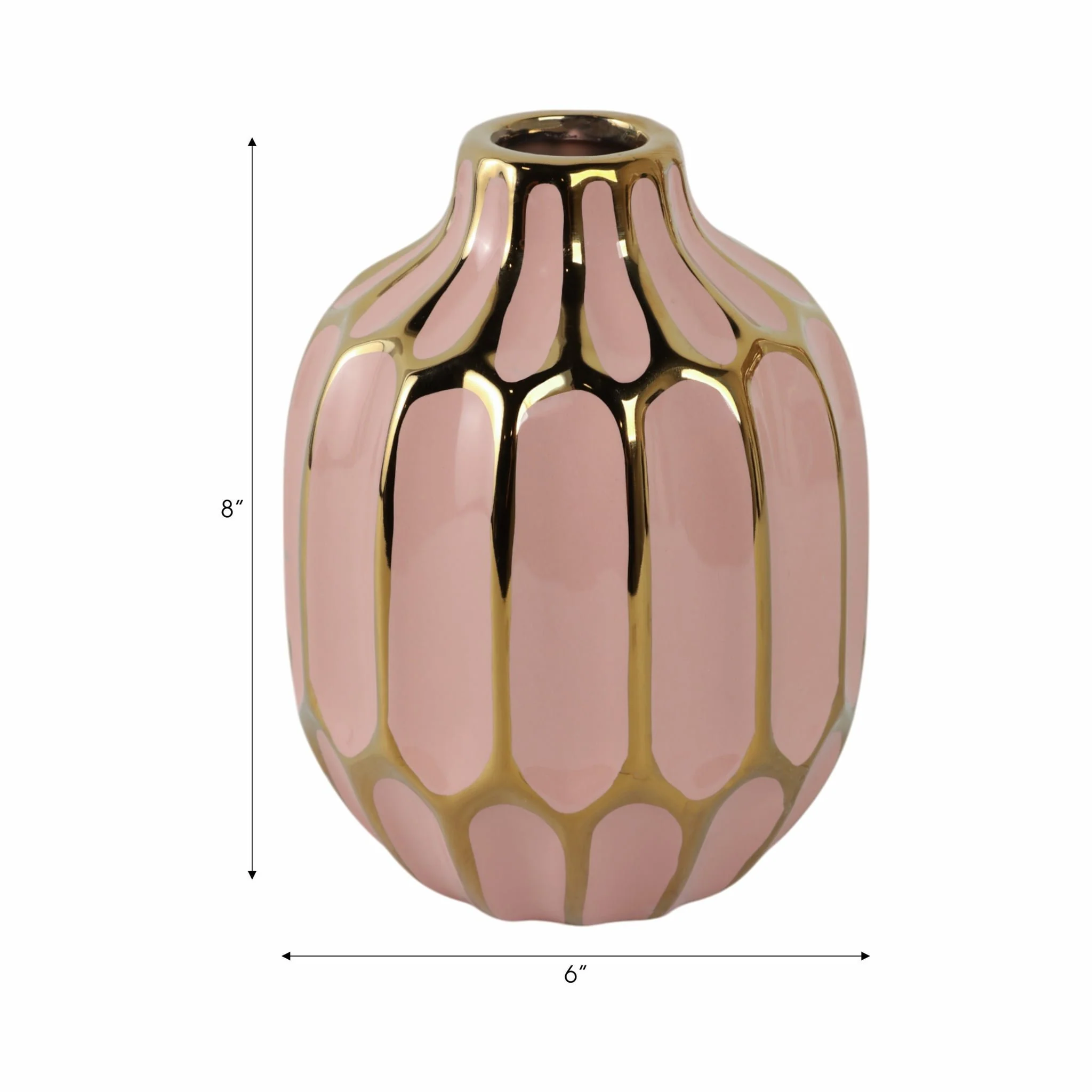 Ceramic Vase 8", Blush/gold - Image 8