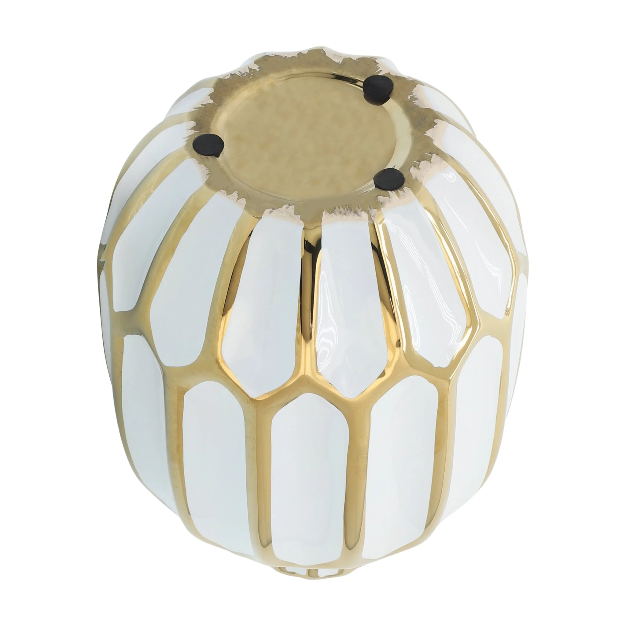 Ceramic Vase 8", White/gold - Image 5