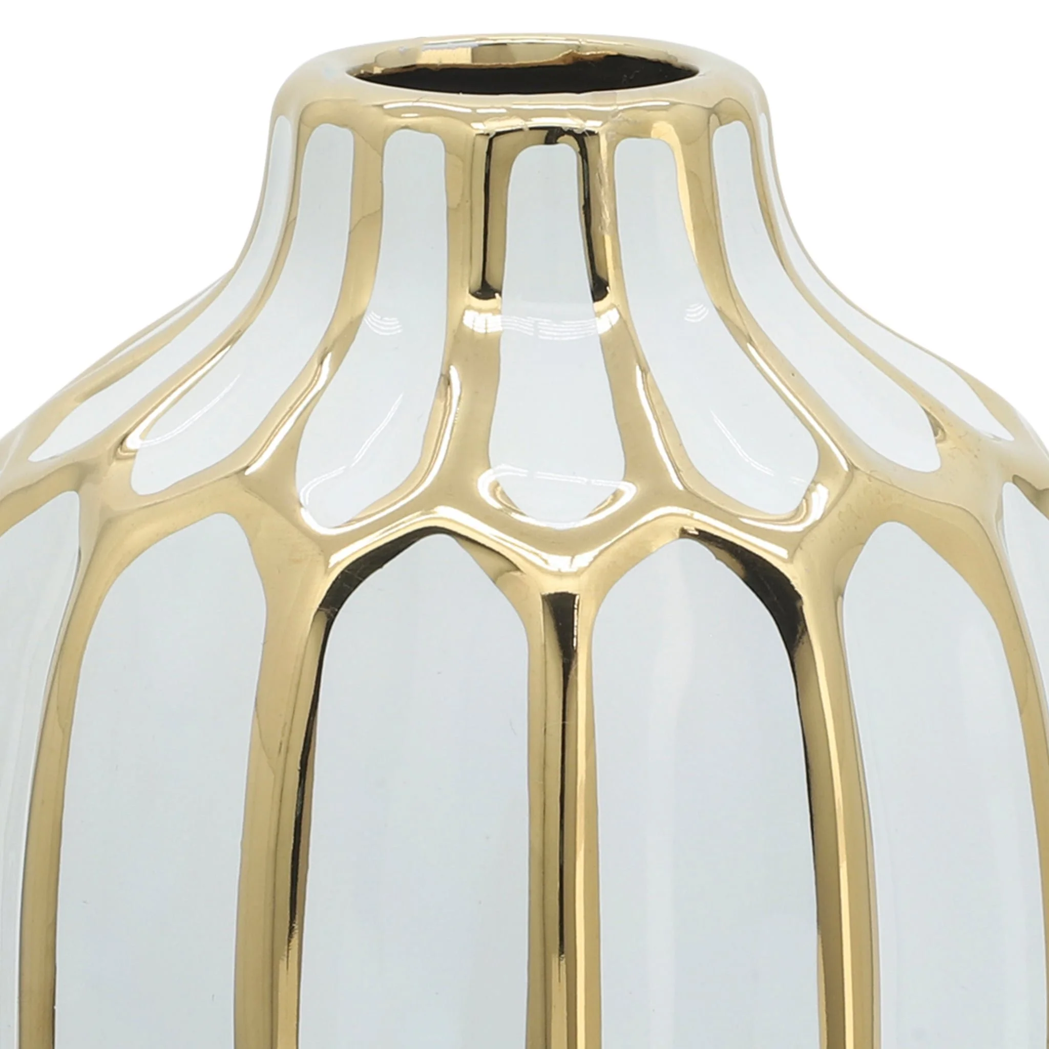 Ceramic Vase 8", White/gold - Image 6