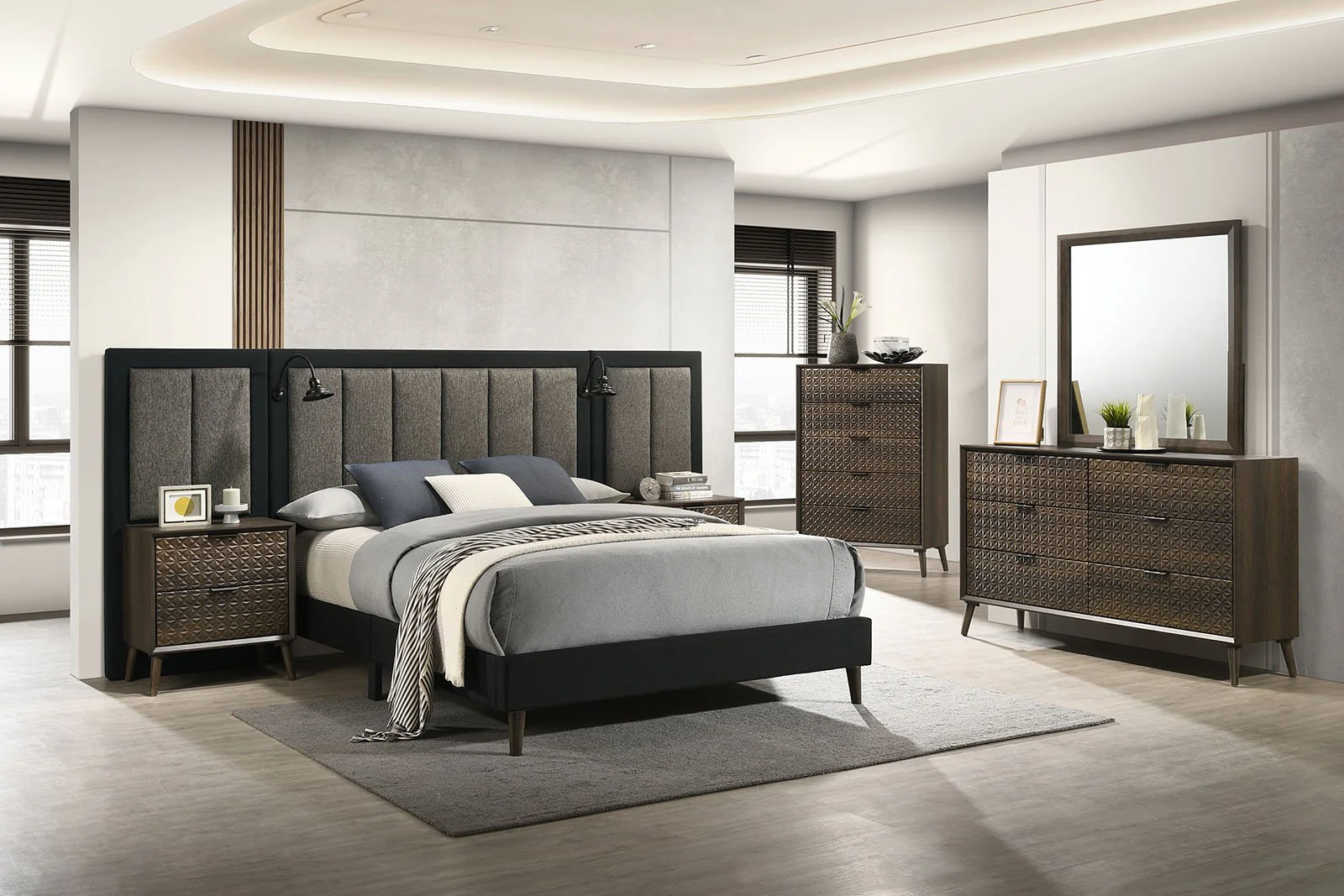 Chalfont Queen Bed w/ Wall Panel, Dark Brown - Image 2
