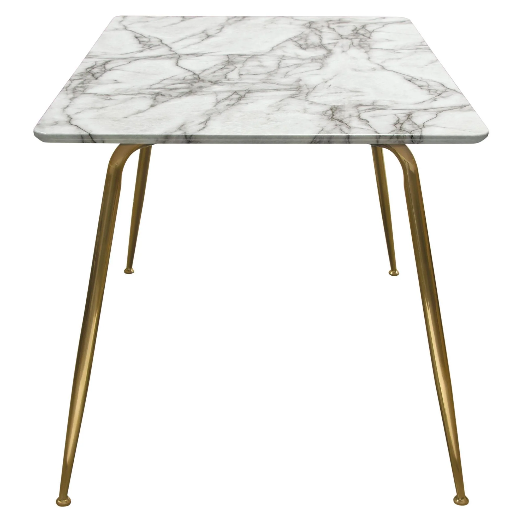 Chance Faux Marble Top Rectangular Dining Table w/ Brushed Gold Metal Legs by Diamond Sofa - Image 3