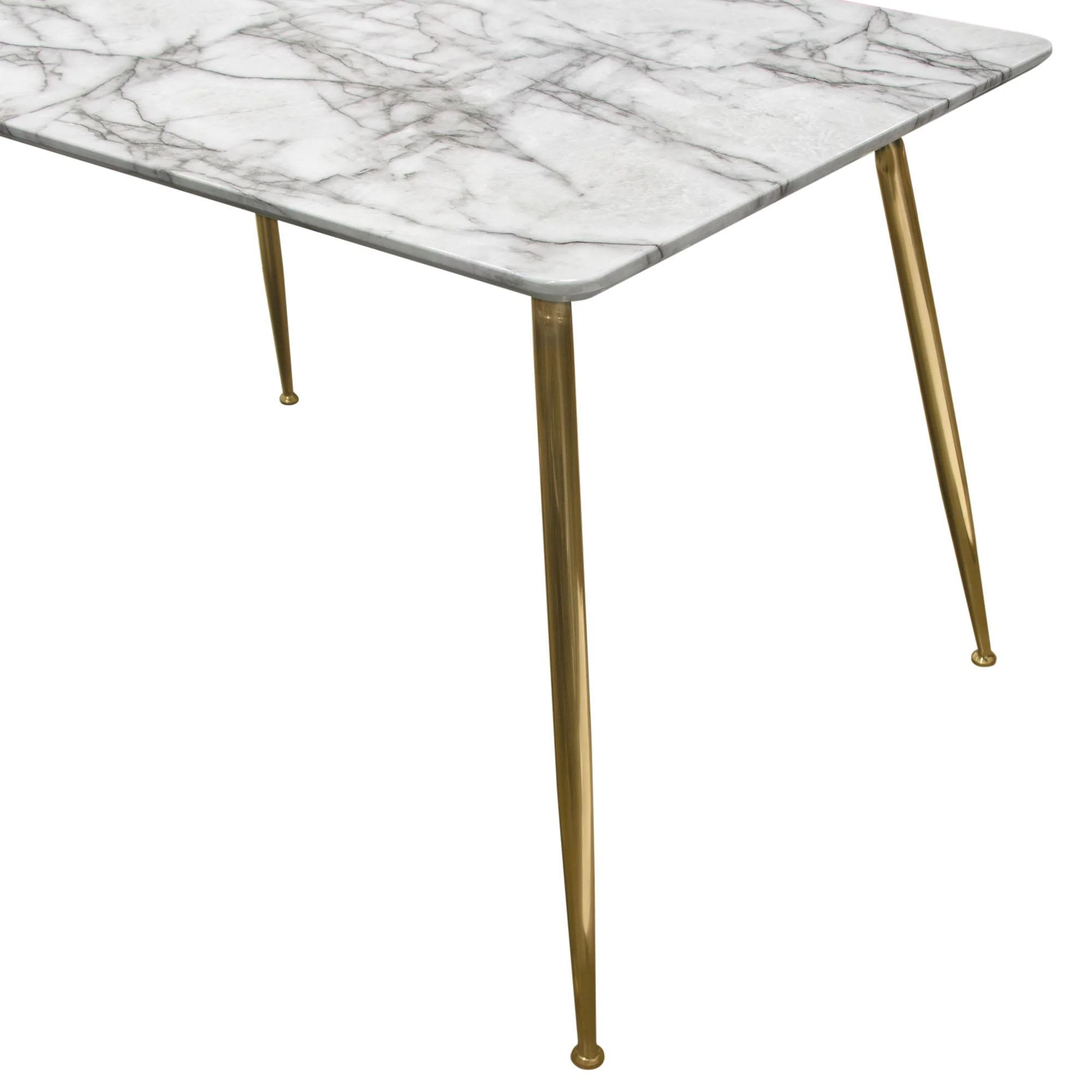 Chance Faux Marble Top Rectangular Dining Table w/ Brushed Gold Metal Legs by Diamond Sofa - Image 4