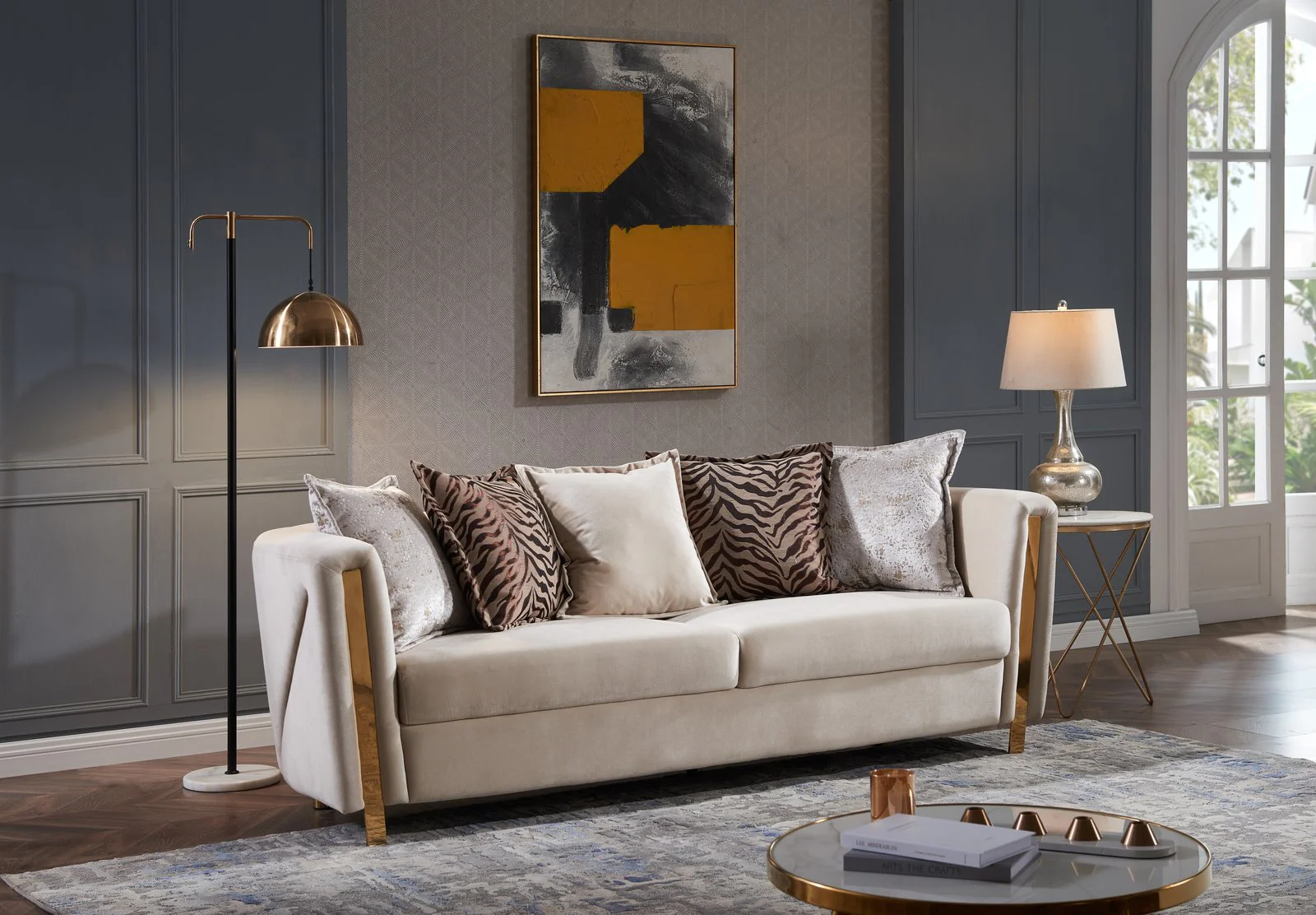 Chanelle 2PC Living Room Set Beige - Image 2