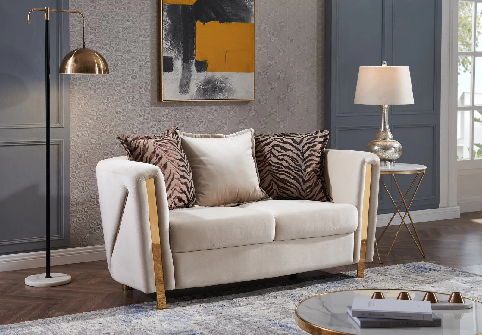 Chanelle 2PC Living Room Set Beige - Image 6