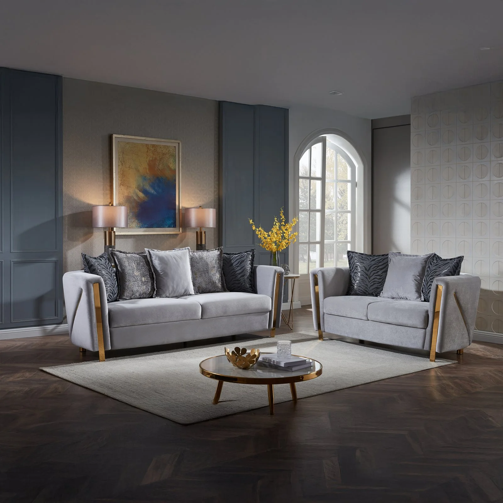Chanelle 2PC Living Room Set Gray - Image 9