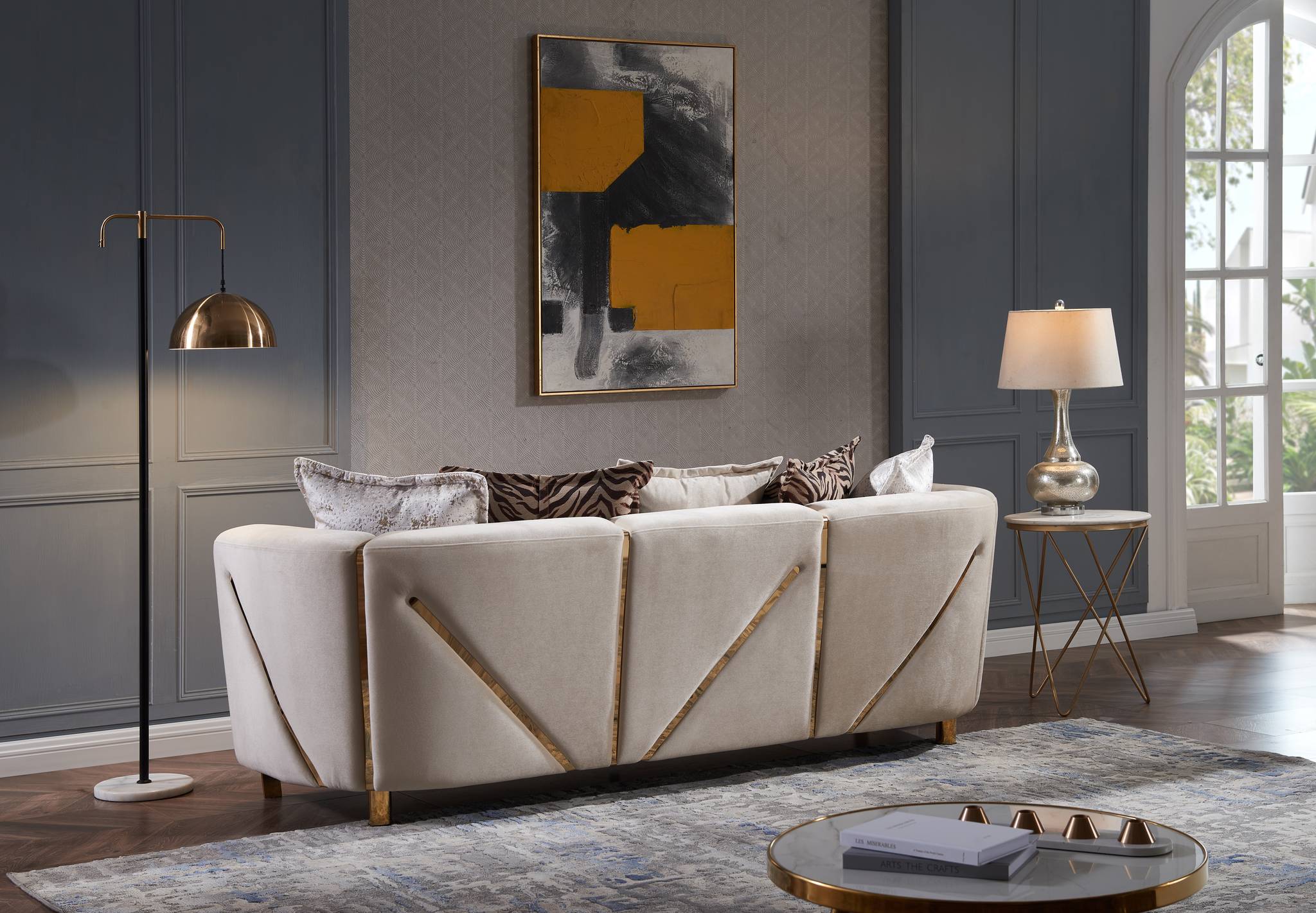 Chanelle 3 Pc Living Room set Beige - Image 4