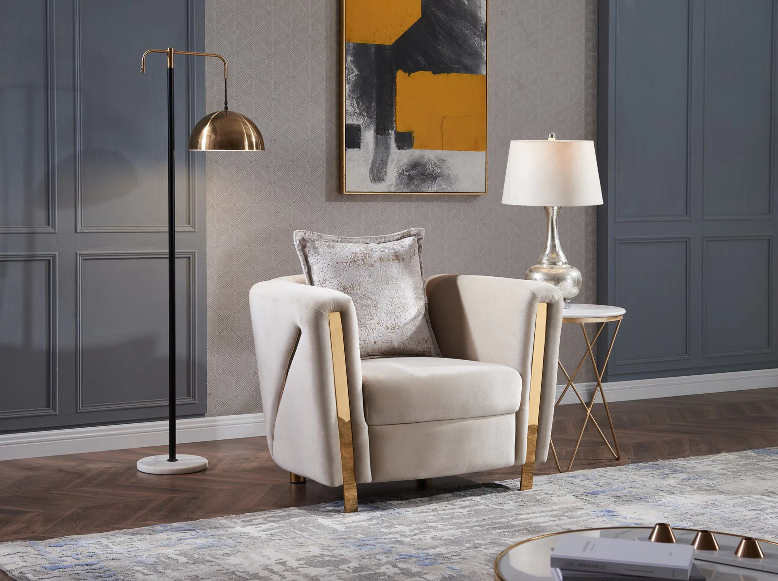 Chanelle 3 Pc Living Room set Beige - Image 9