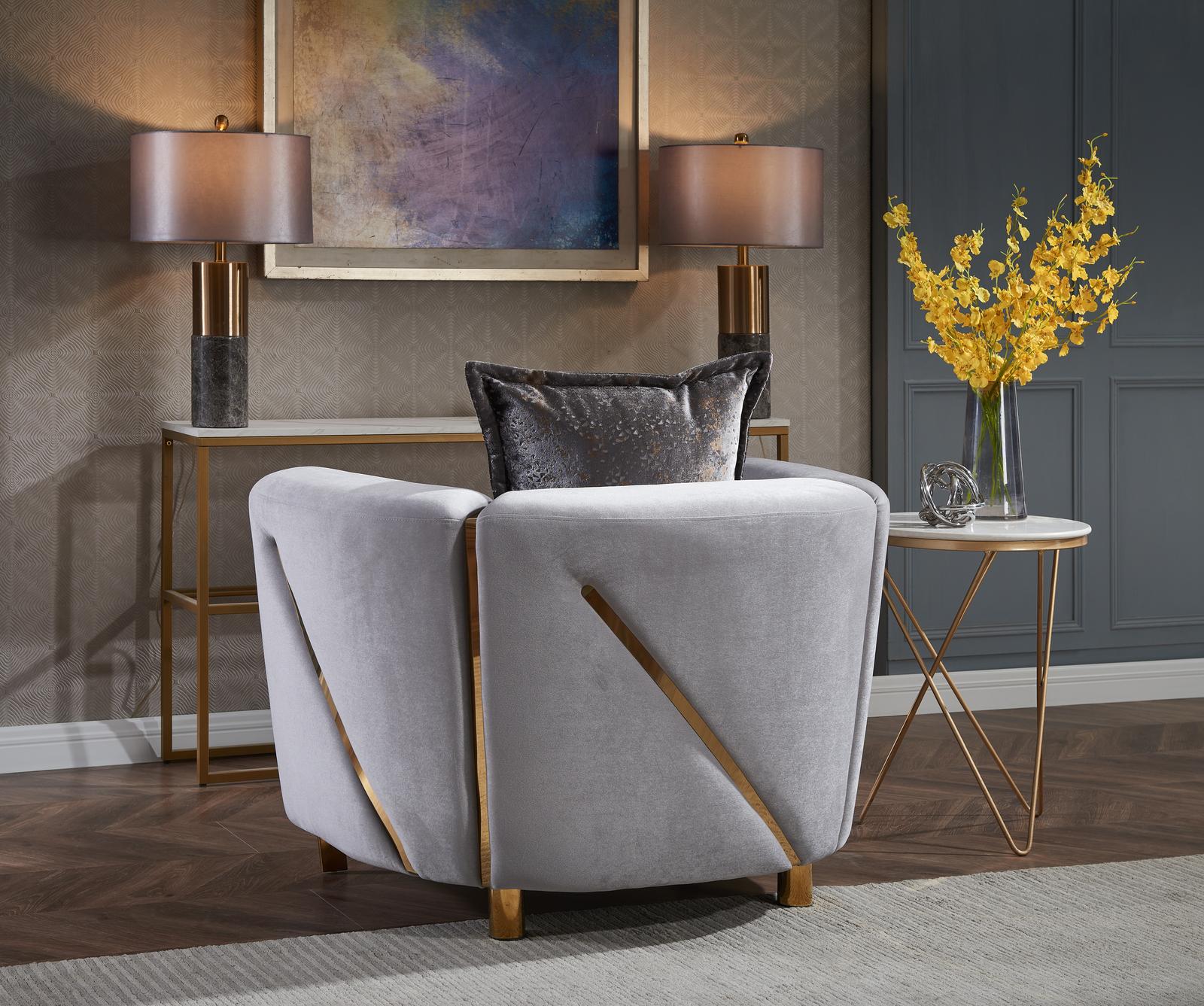 Chanelle 3 Pc Living Room set Gray - Image 11