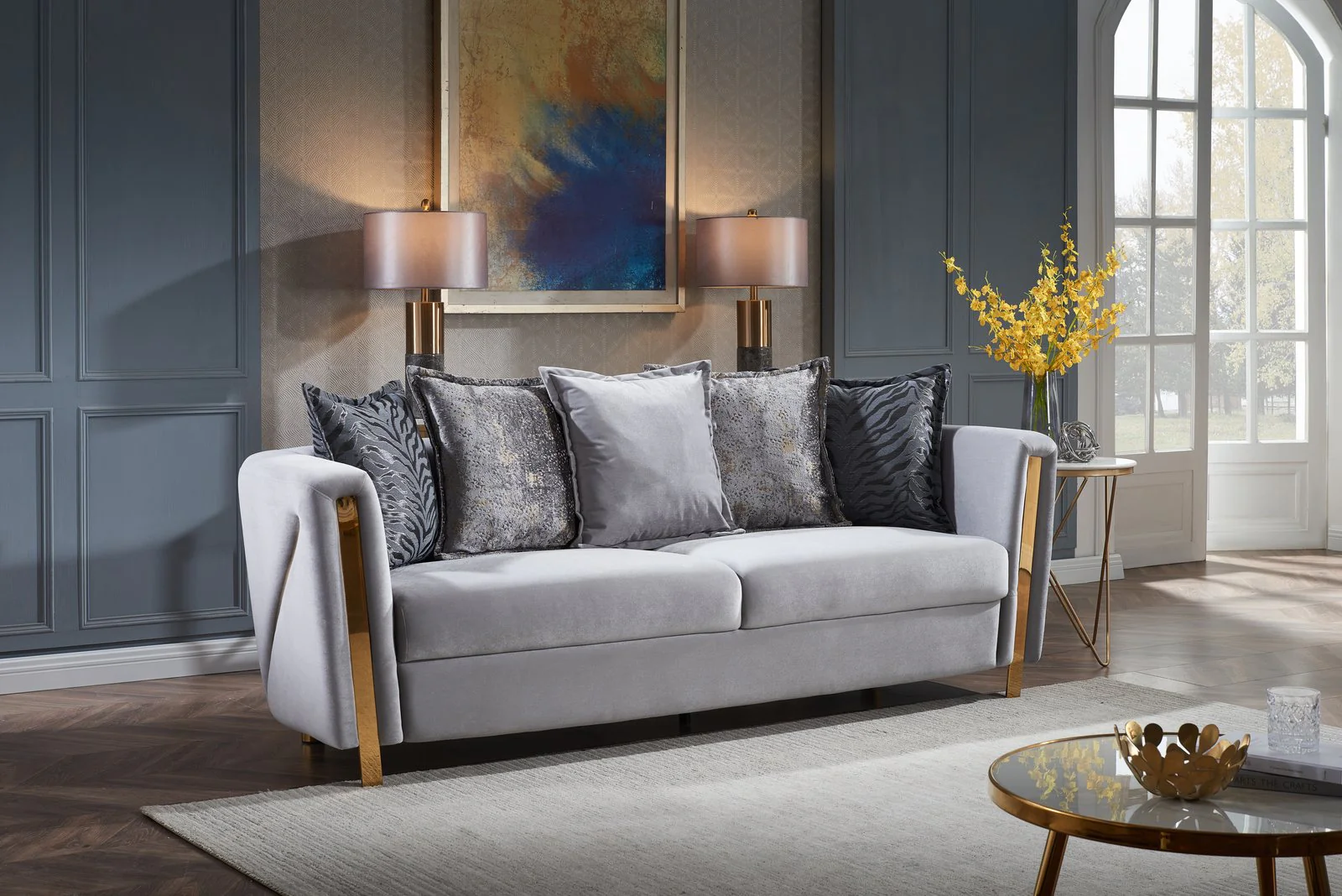 Chanelle 3 Pc Living Room set Gray - Image 3