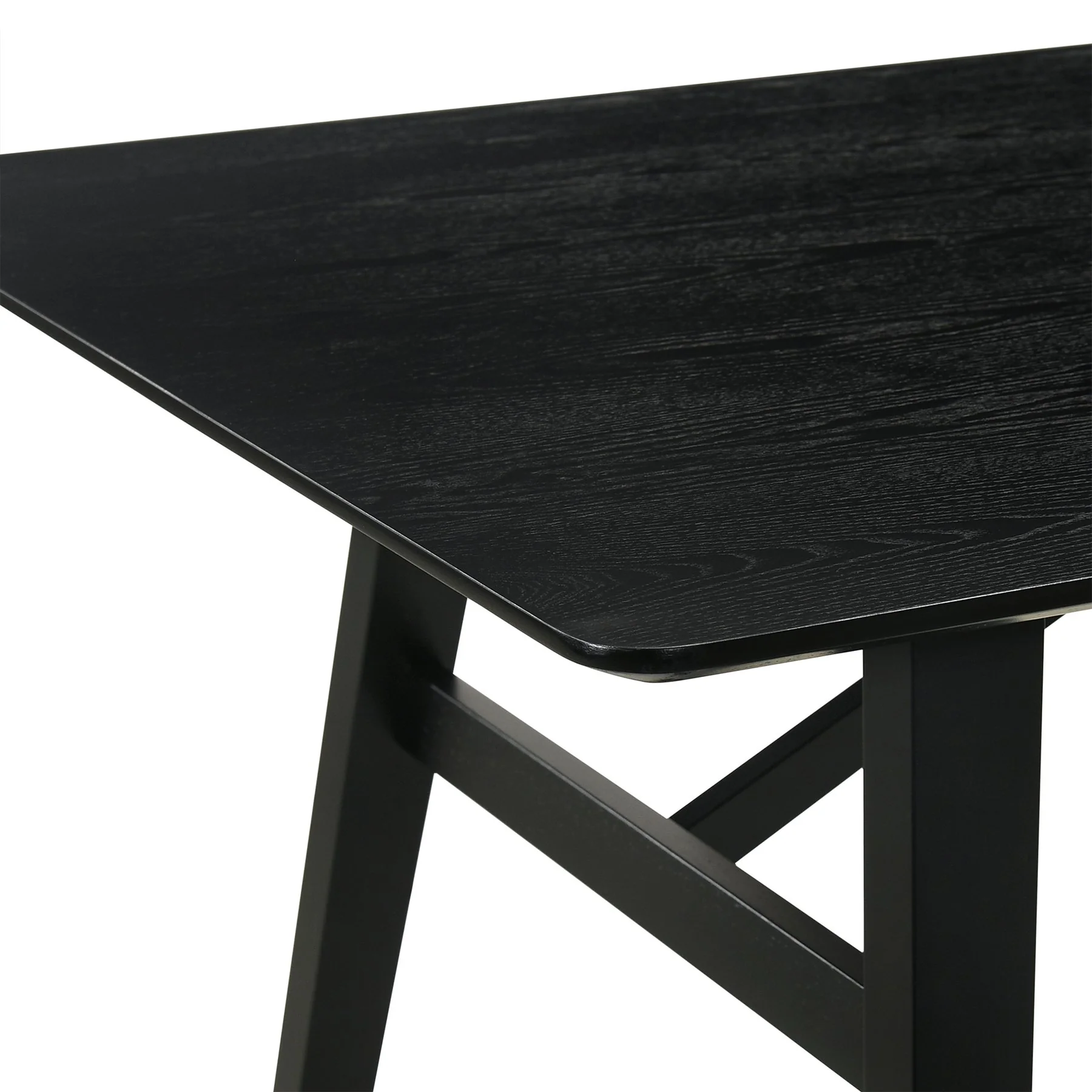 Channell 5 Piece Black Wood Dining Table Set with Benches in Charcoal Fabric - Image 10