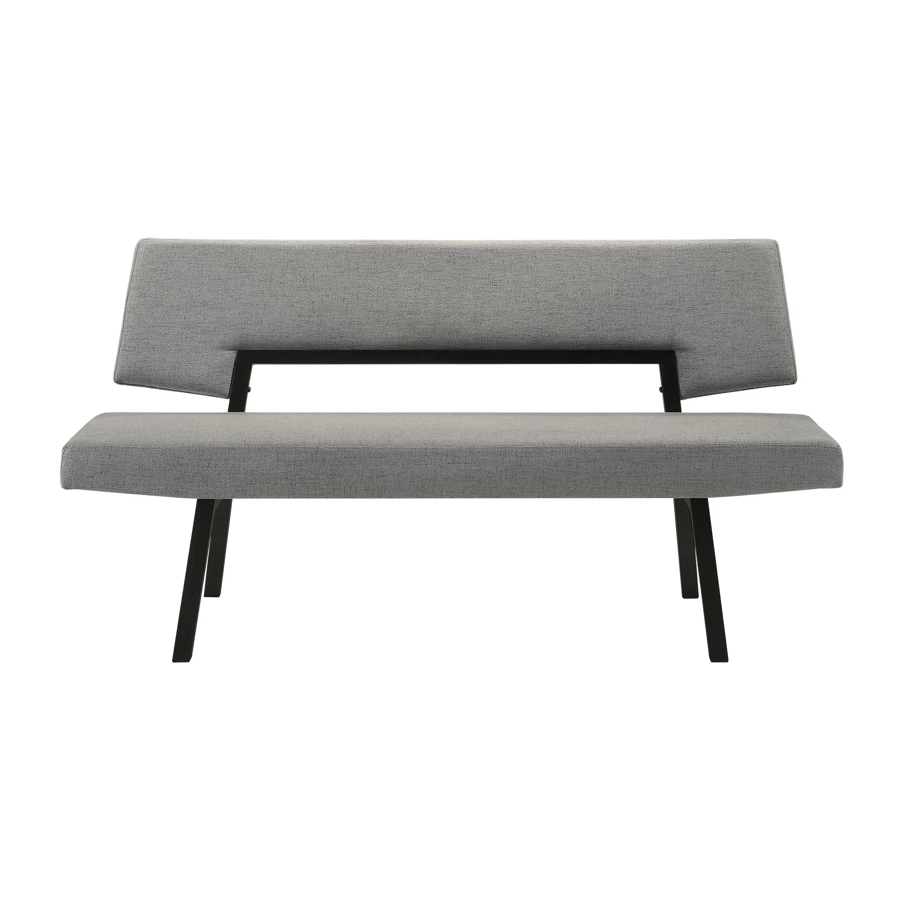 Channell 5 Piece Black Wood Dining Table Set with Benches in Charcoal Fabric - Image 3