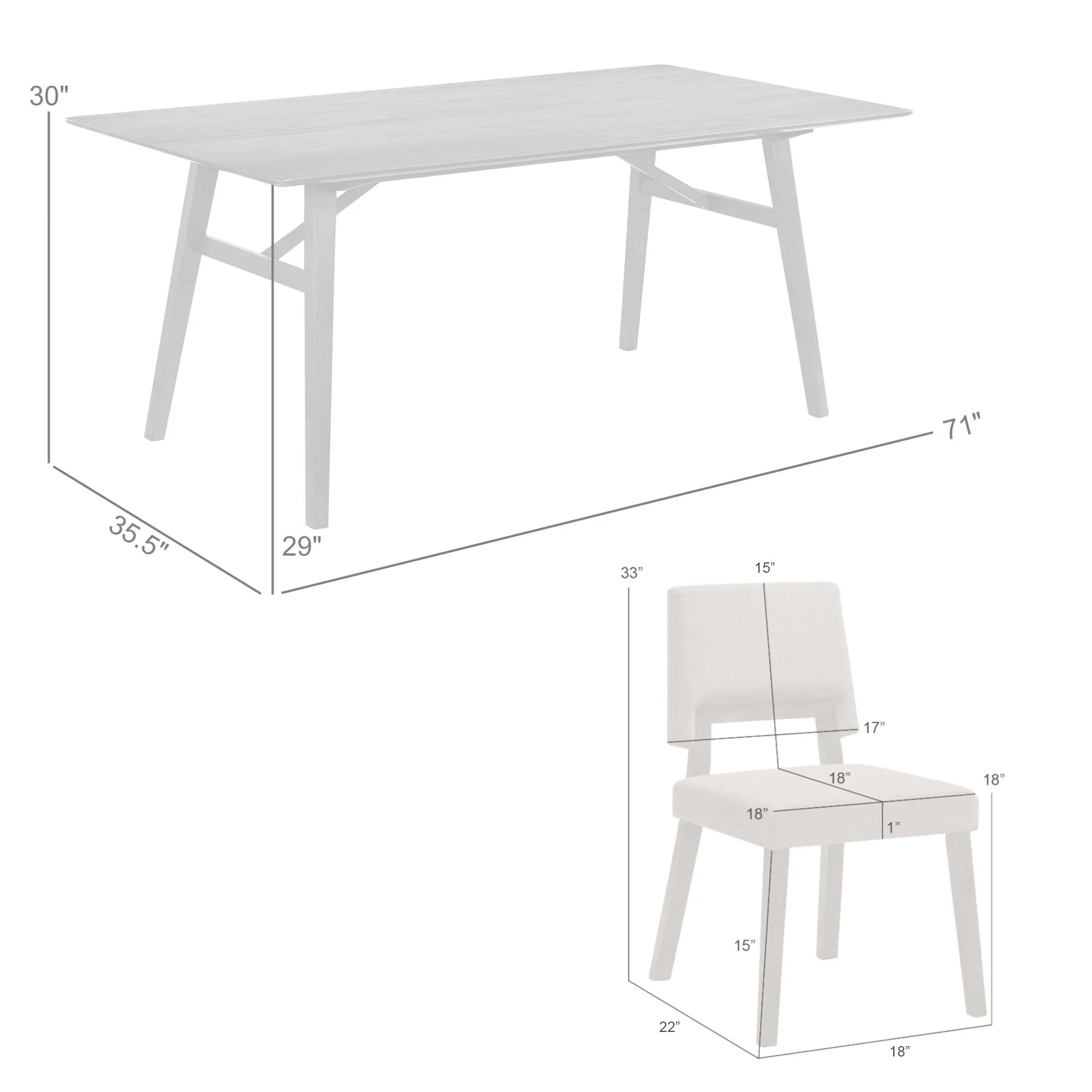 Channell 5 Piece Black Wood Dining Table Set with Charcoal Fabric - Image 10