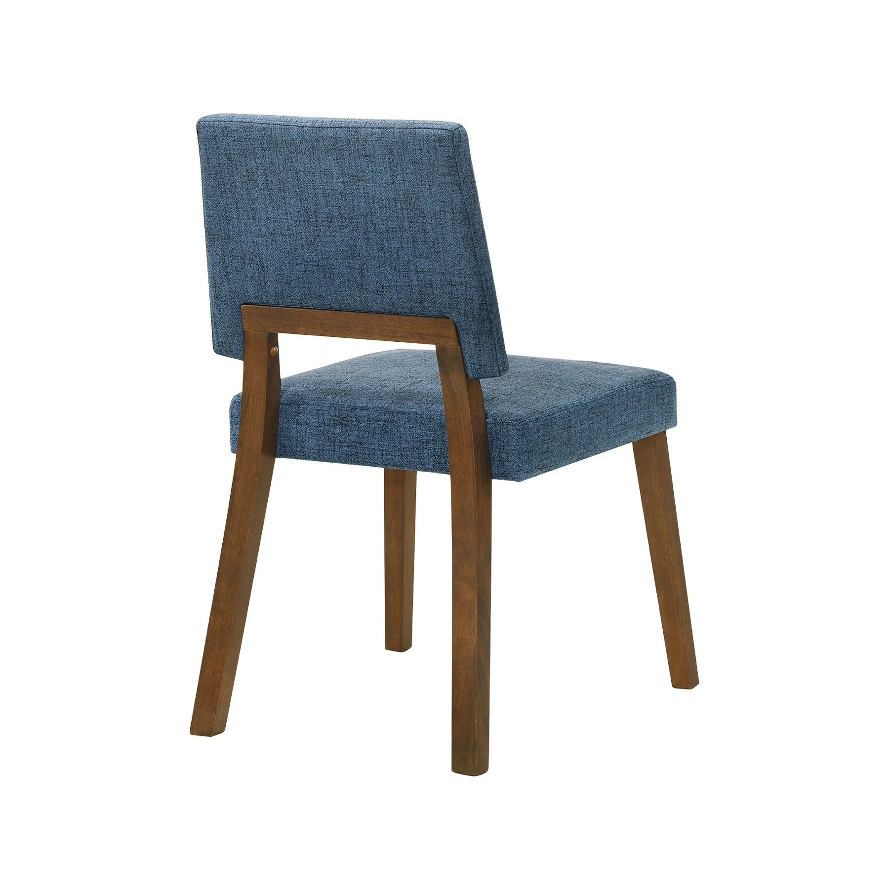 Channell 5 Piece Walnut Wood Dining Table Set with Blue Fabric - Image 3