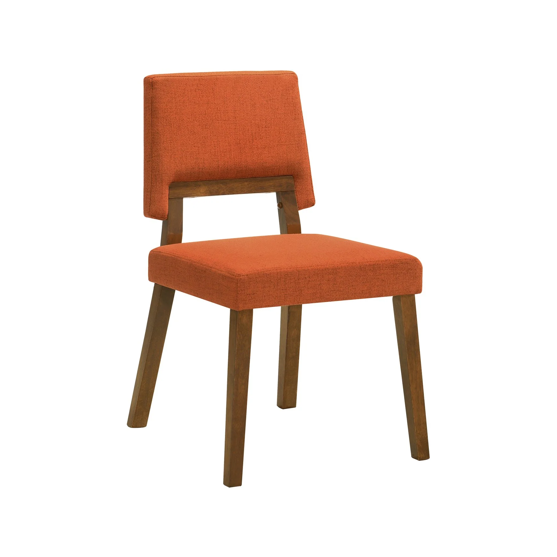 Channell 5 Piece Walnut Wood Dining Table Set with Orange Fabric - Image 2