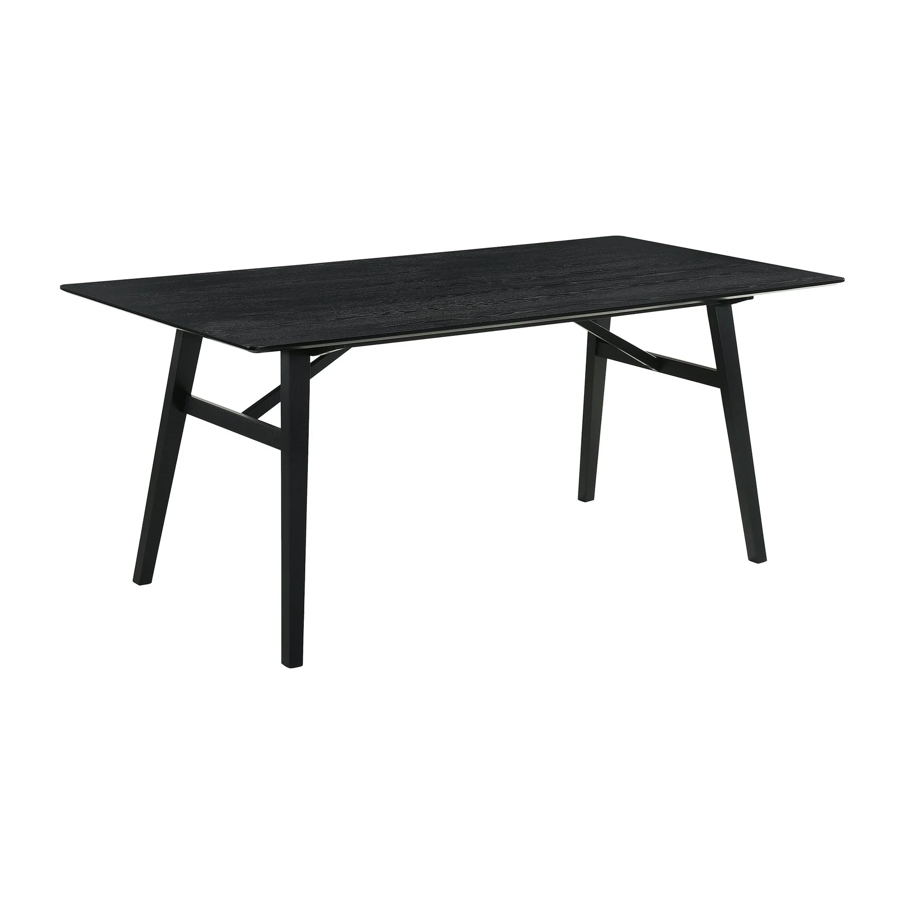 Channell 7 Piece Black Wood Dining Table Set with Charcoal Fabric - Image 4