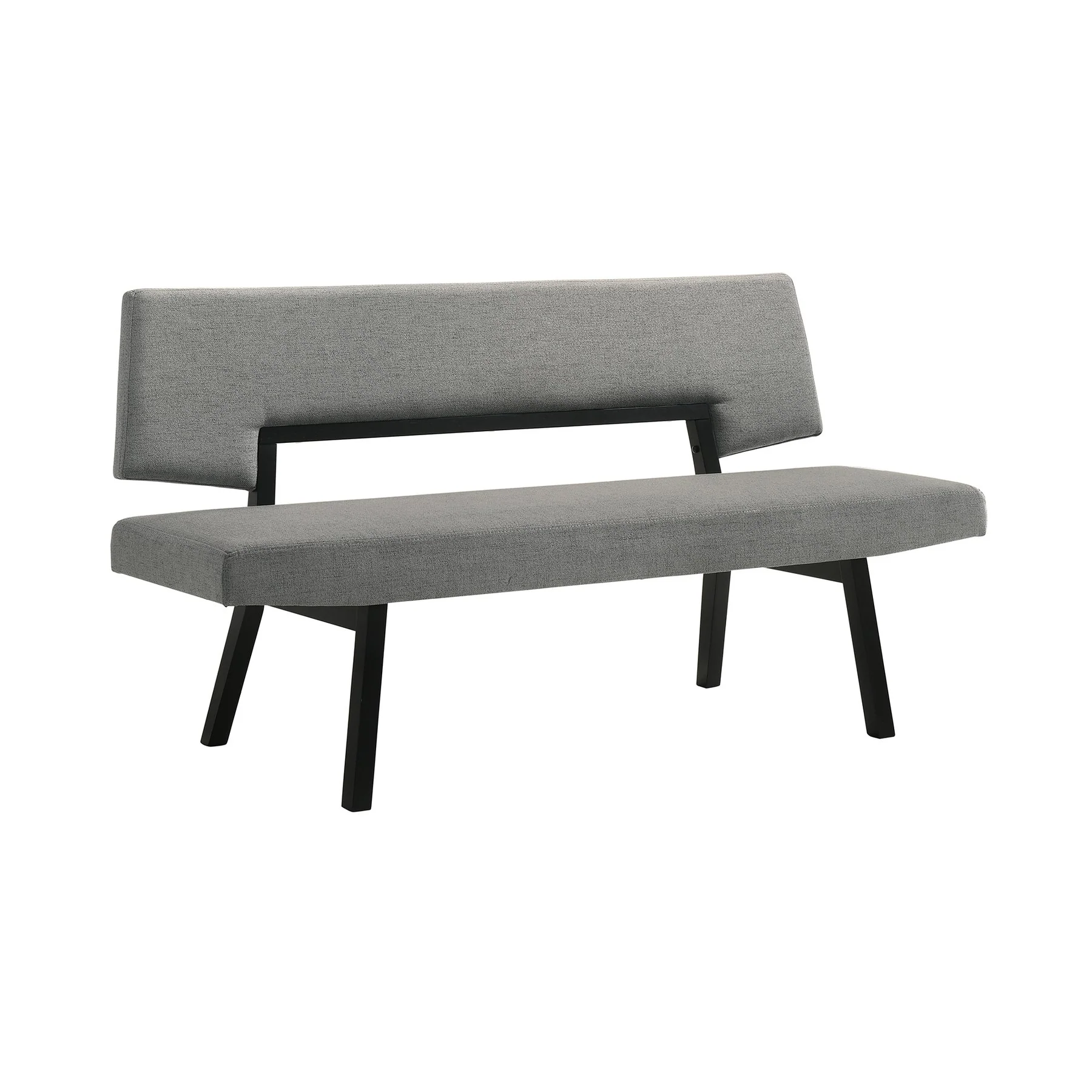 Channell Wood Dining Bench in Black Finish with Charcoal Fabric - Image 2