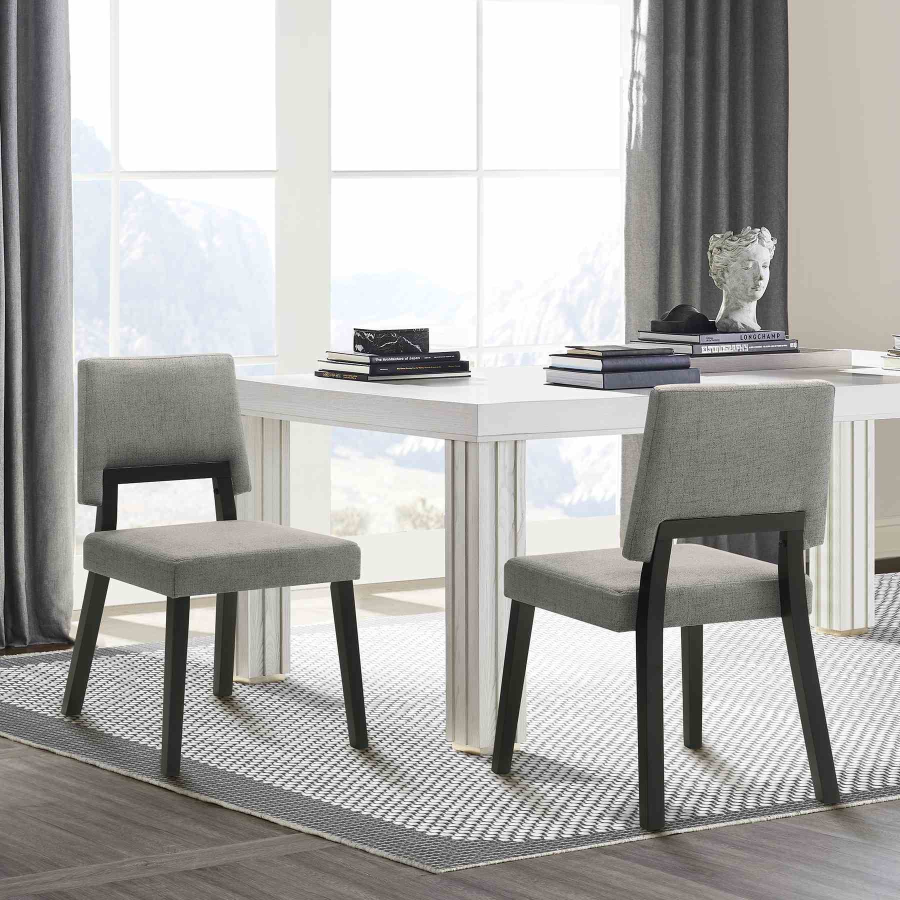 Channell Wood Dining Chair in Black Finish with Charcoal Fabric - Set of 2 - Image 8