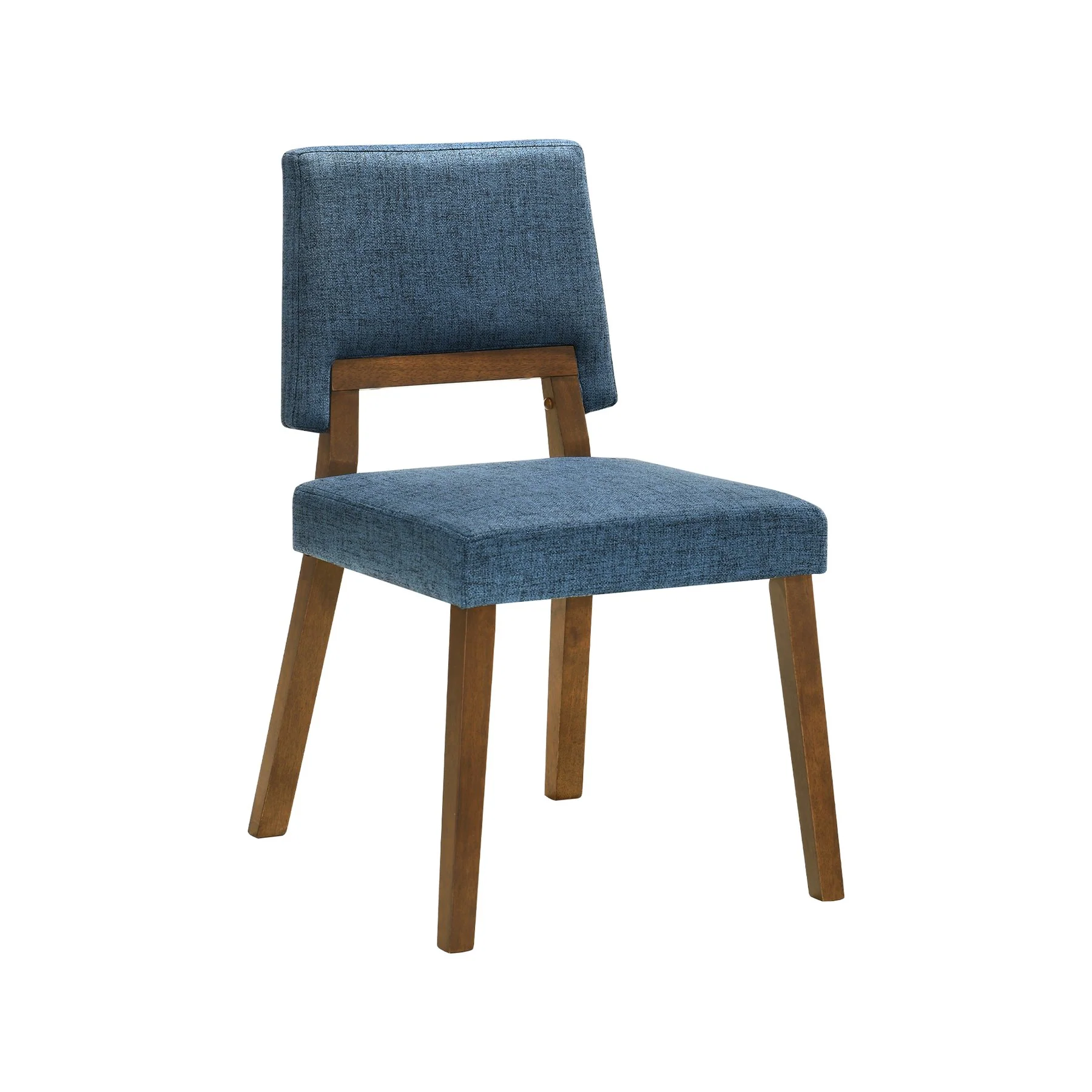 Channell Wood Dining Chair in Walnut Finish with Blue Fabric - Set of 2 - Image 2