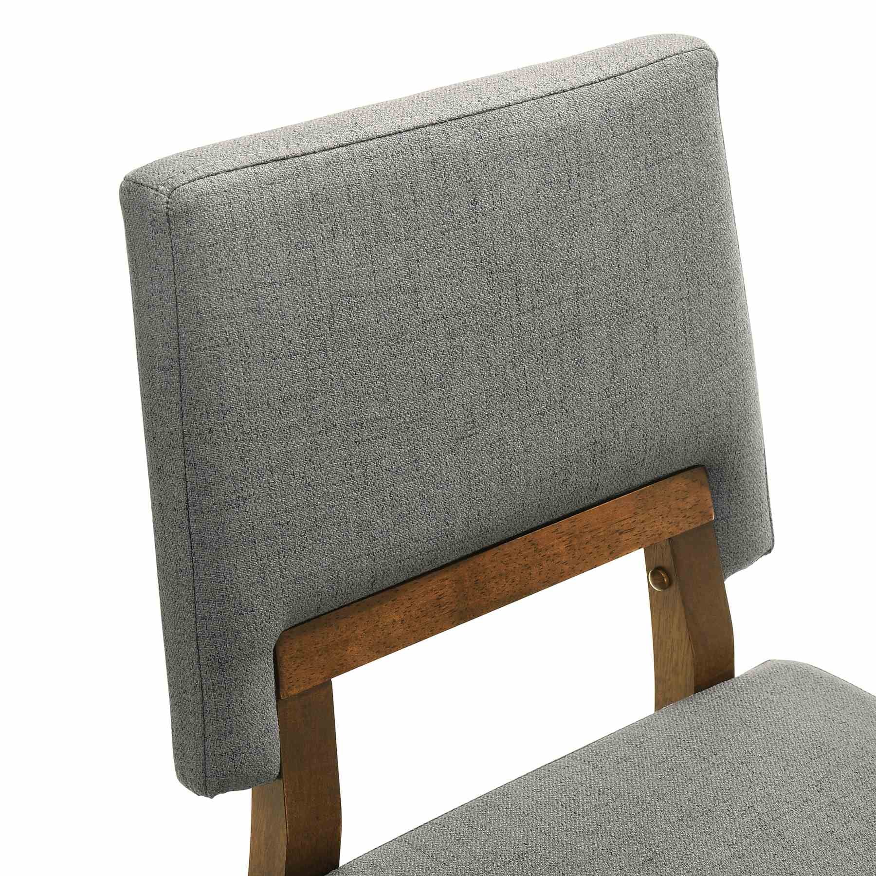 Channell Wood Dining Chair in Walnut Finish with Charcoal Fabric - Set of 2 - Image 5