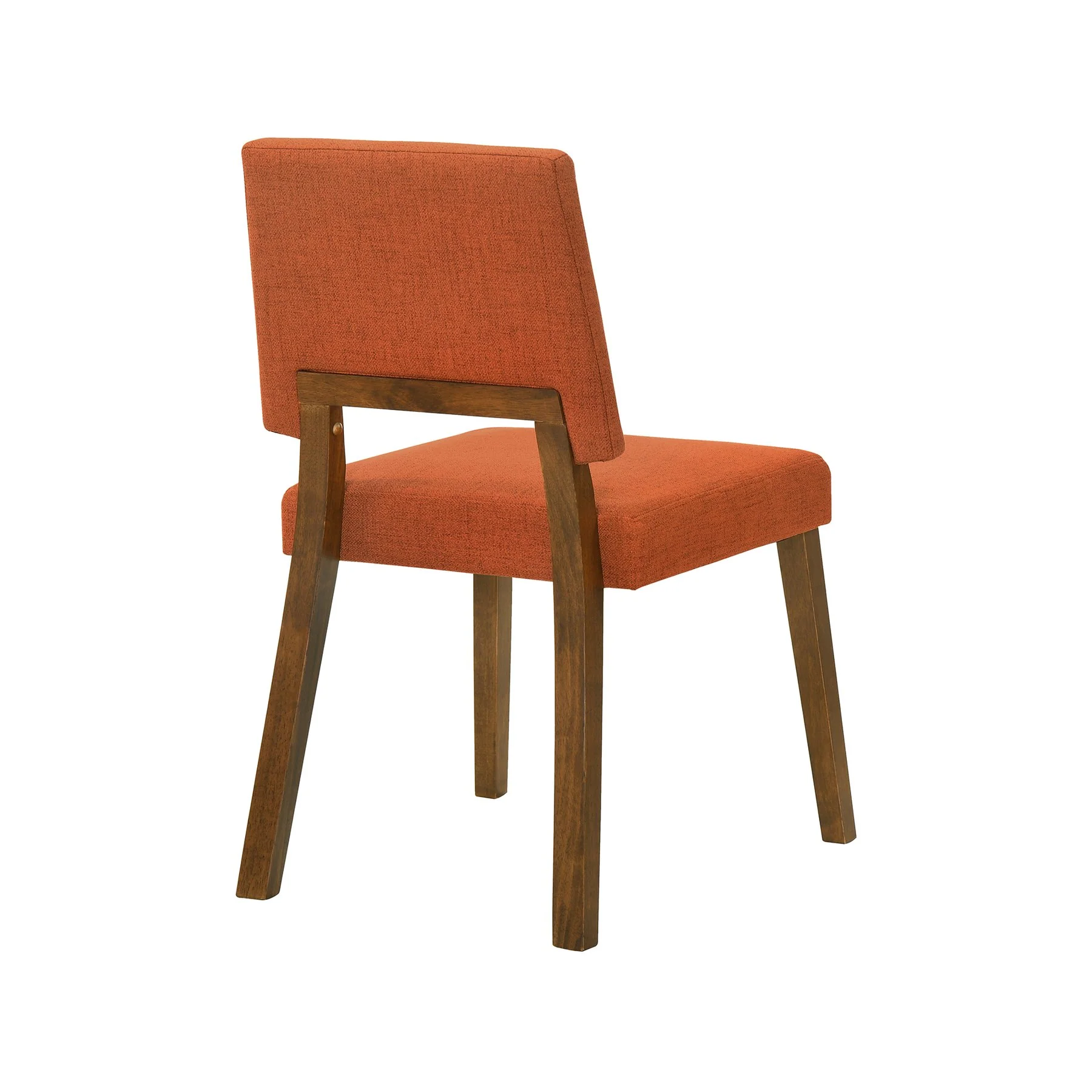 Channell Wood Dining Chair in Walnut Finish with Orange Fabric - Set of 2 - Image 4