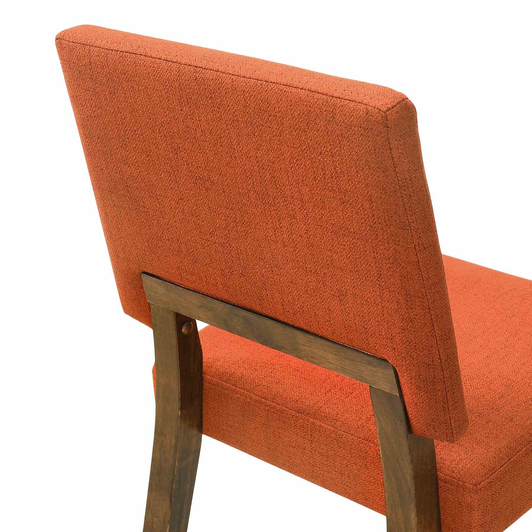 Channell Wood Dining Chair in Walnut Finish with Orange Fabric - Set of 2 - Image 6