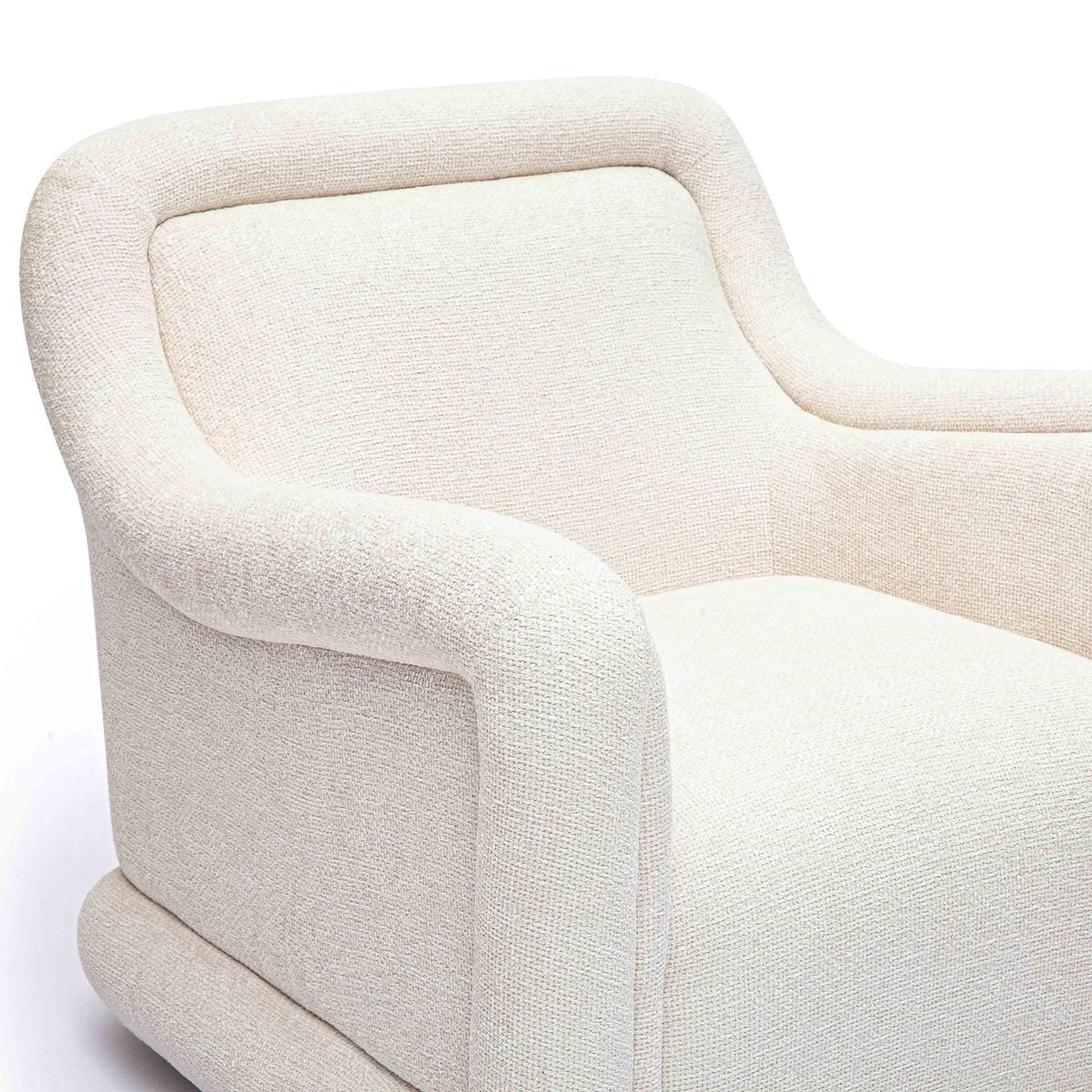 Charli Cream Basketweave Chenille Swivel Chair - Image 5