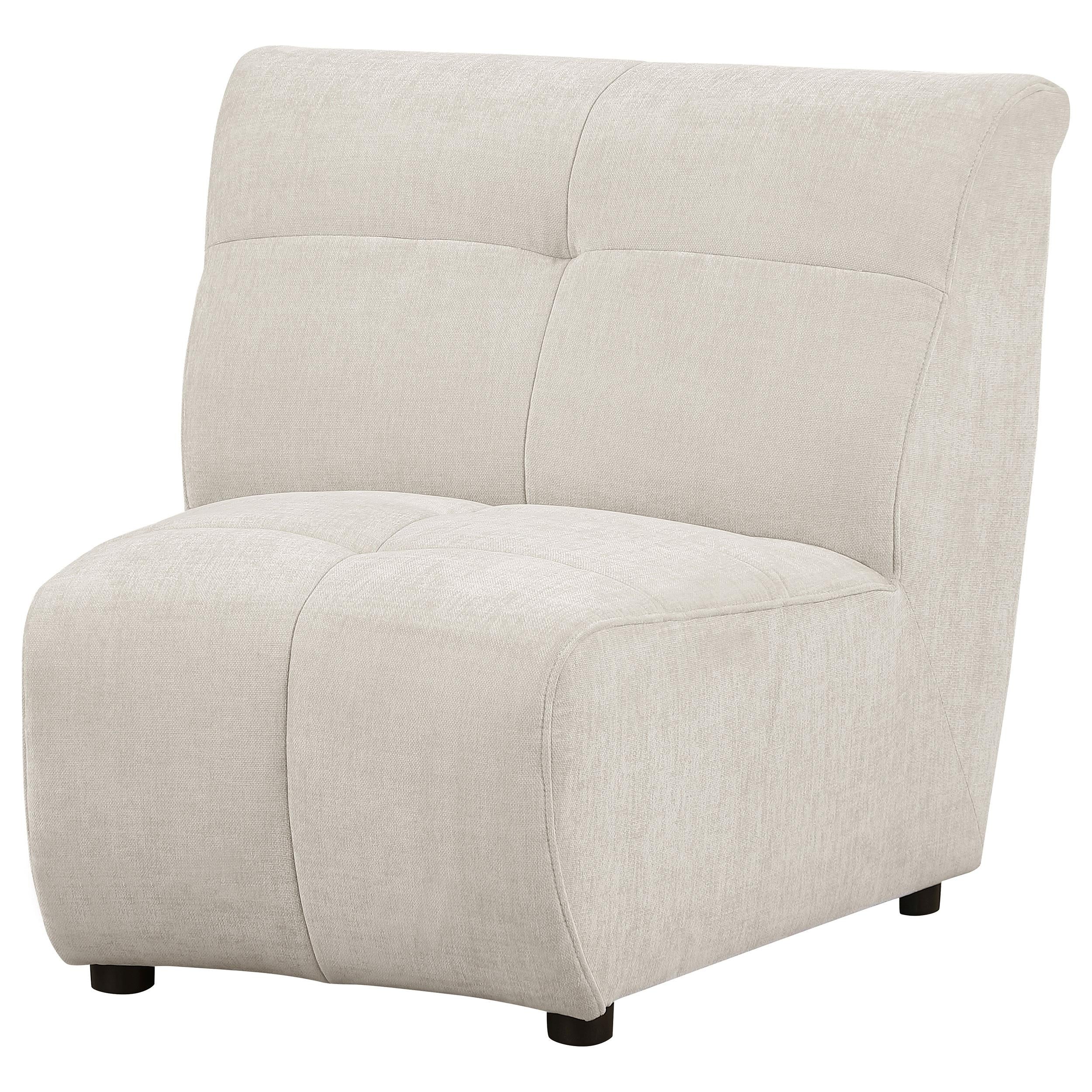 Charlotte Upholstered Curved Armless Chair Ivory - Image 4